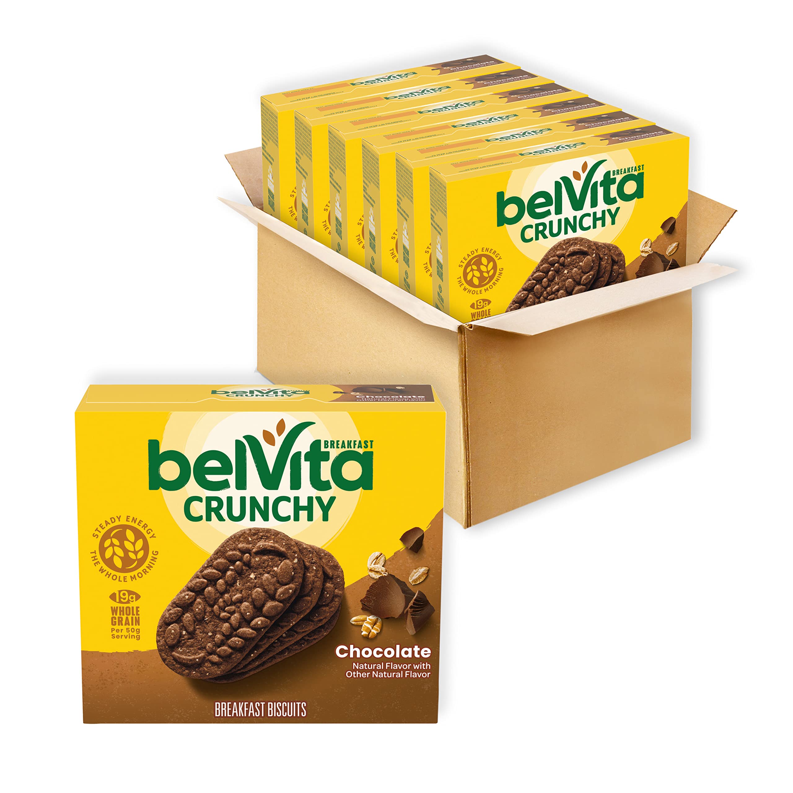 BelvitaChocolate Breakfast Biscuits, 30 Total Packs, 6 Boxes (4 Biscuits Per Pack)