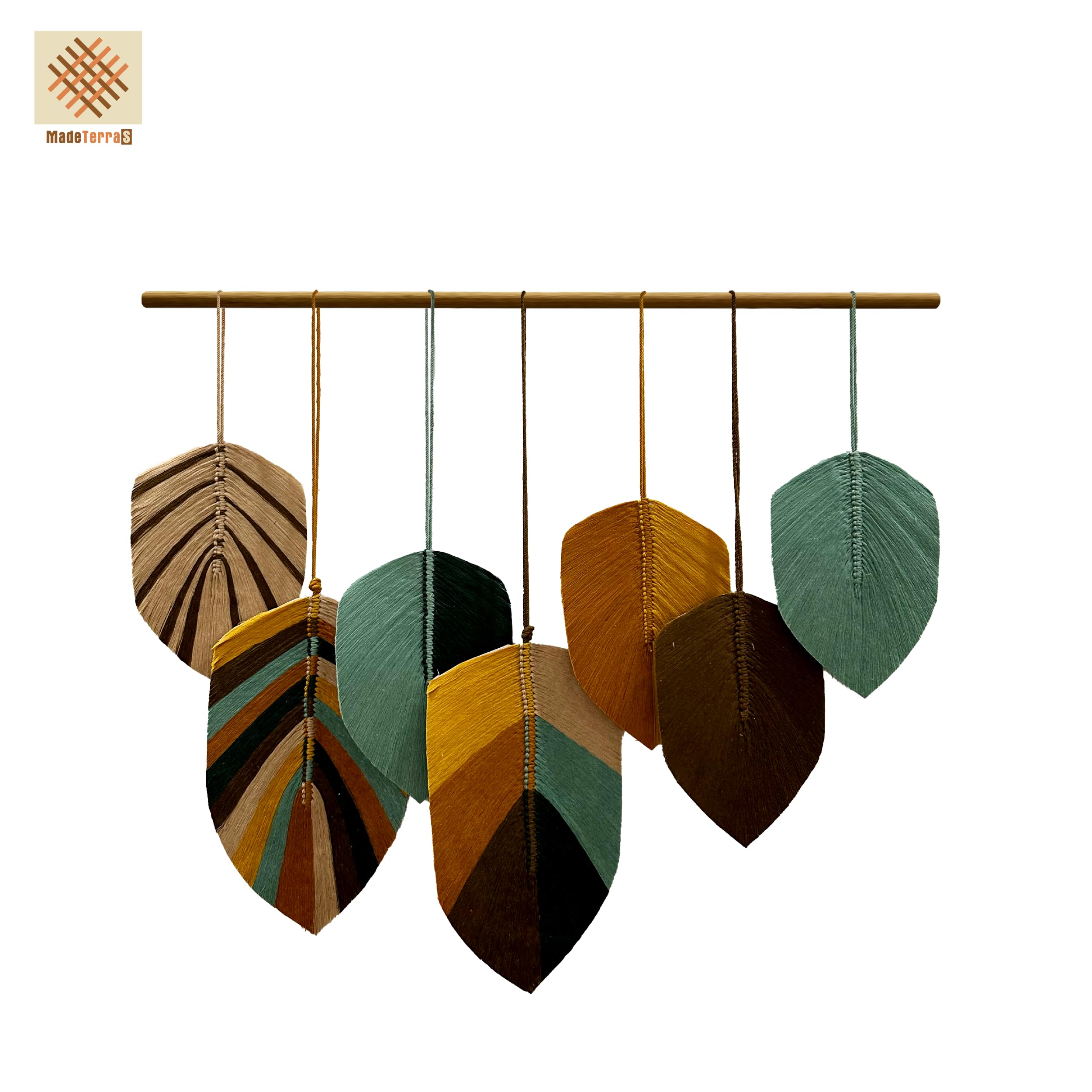 7 Leaves Macrame Wall Hanging Leaves, Macrame Feather Wall Hanging, Gift for Your Love, Special Days, Home Decoration MadeTerra S (MS 016.4)