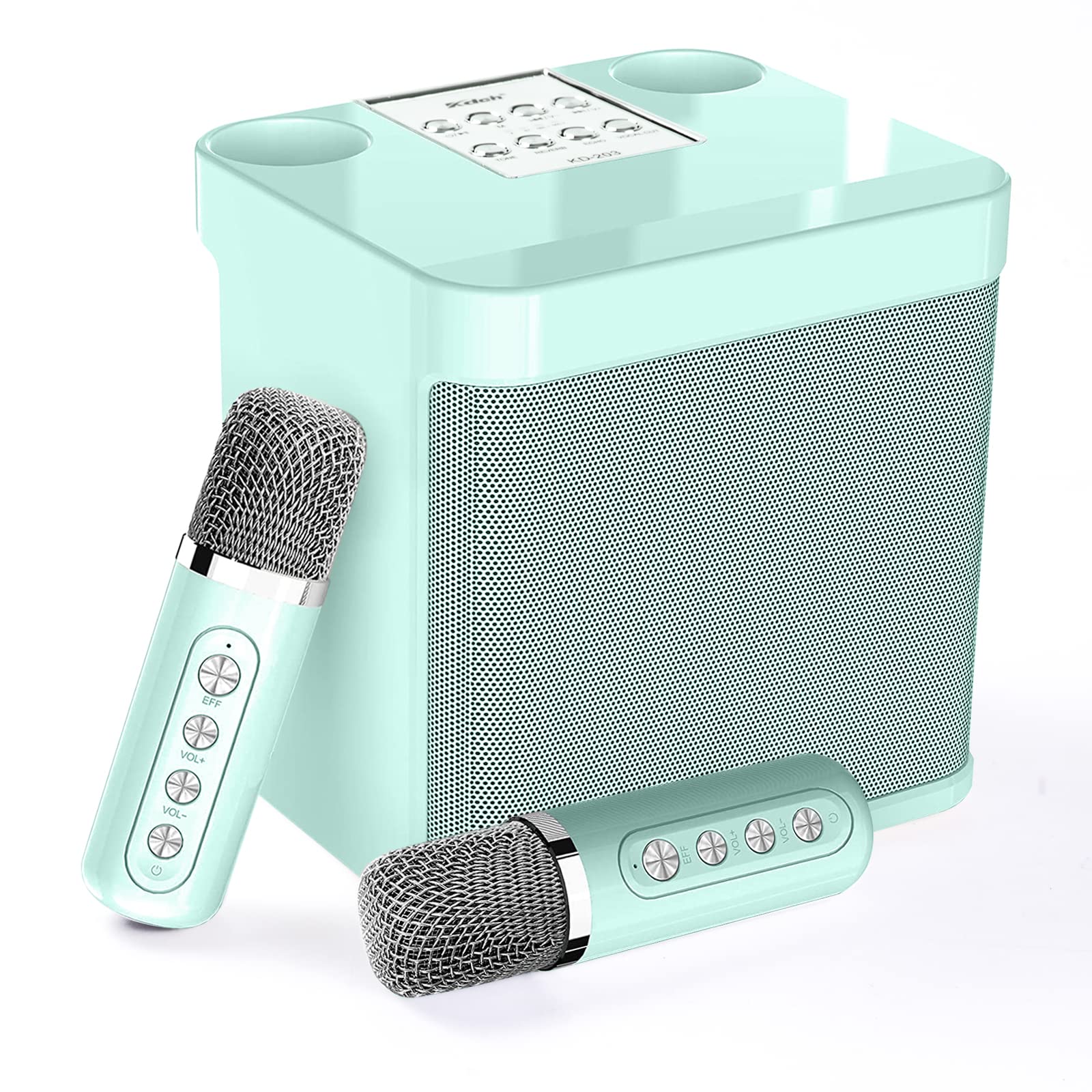 Karaoke Machine with 2 Microphones，Karaoke Machine for Adults and Kids，Portable Mini Karaoke Speaker PA System,Support Bluetooth/USB/AUX/TF, Karaoke Kit for TV,Home Party, Meeting,Outdoor (Green)