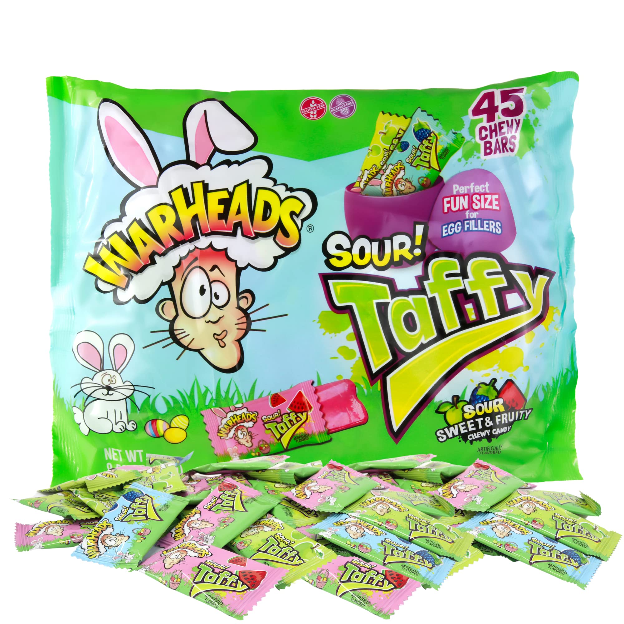 Easter Warheads Sour Taffy Egg Fillers, Individually Wrapped Assorted Chewy Candies (9.52 Ounces)