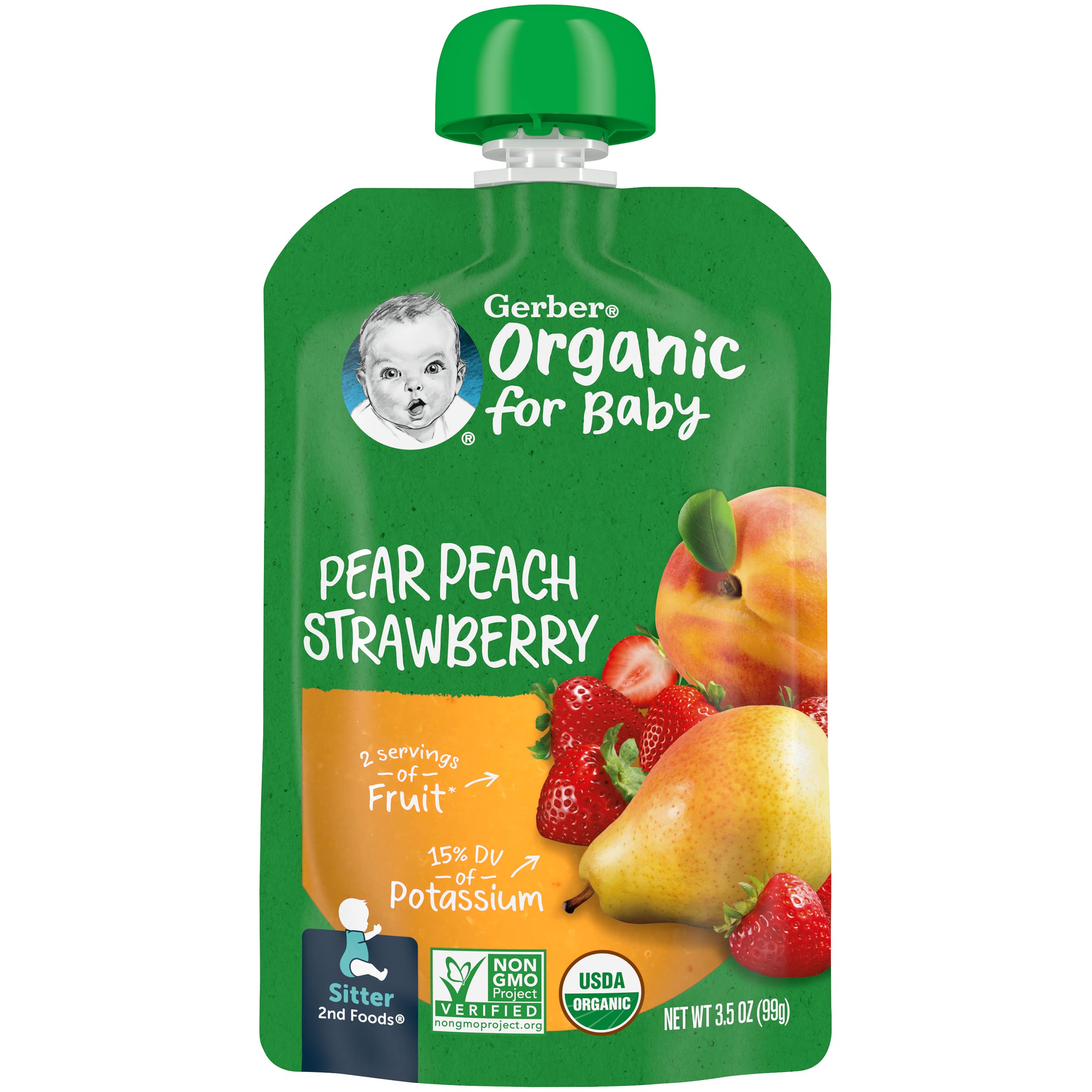 Gerber2Ndf Organic Pear Peach Strawberry, 99 Gm, large