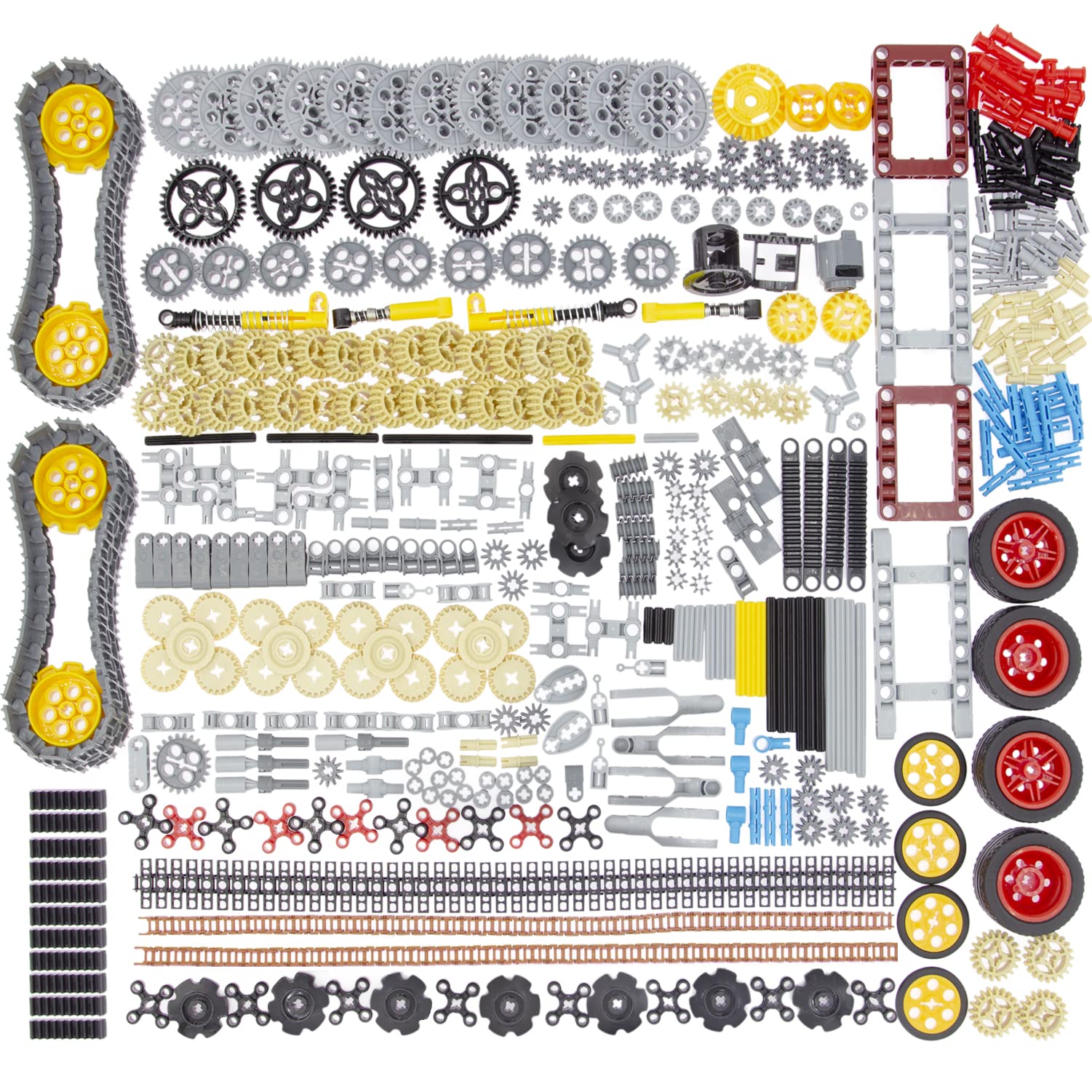 852pcs Technic-Parts Gears-Axle-Pin-Connector Compatible with Lego-Technic, Shock-Absorber Wheels Chain Link Frame Joints Differential Engine Kit. MOC Pieces for Toy Building Sets