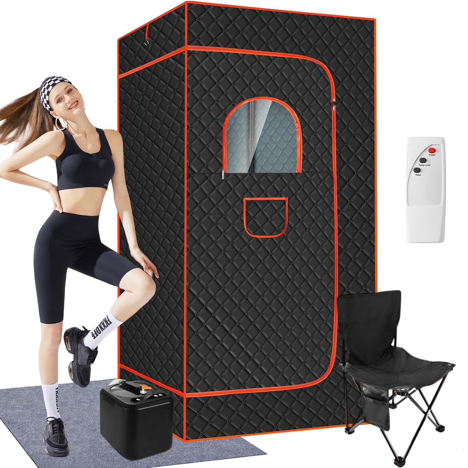 Angju Portable Sauna for Home,Full Body Sauna Box,Personal Sauna Steam Sauna Tent at Home Spa with 3L 220V Steamer,Home Sauna for Gym,Pilates,Garage,Hot Tub