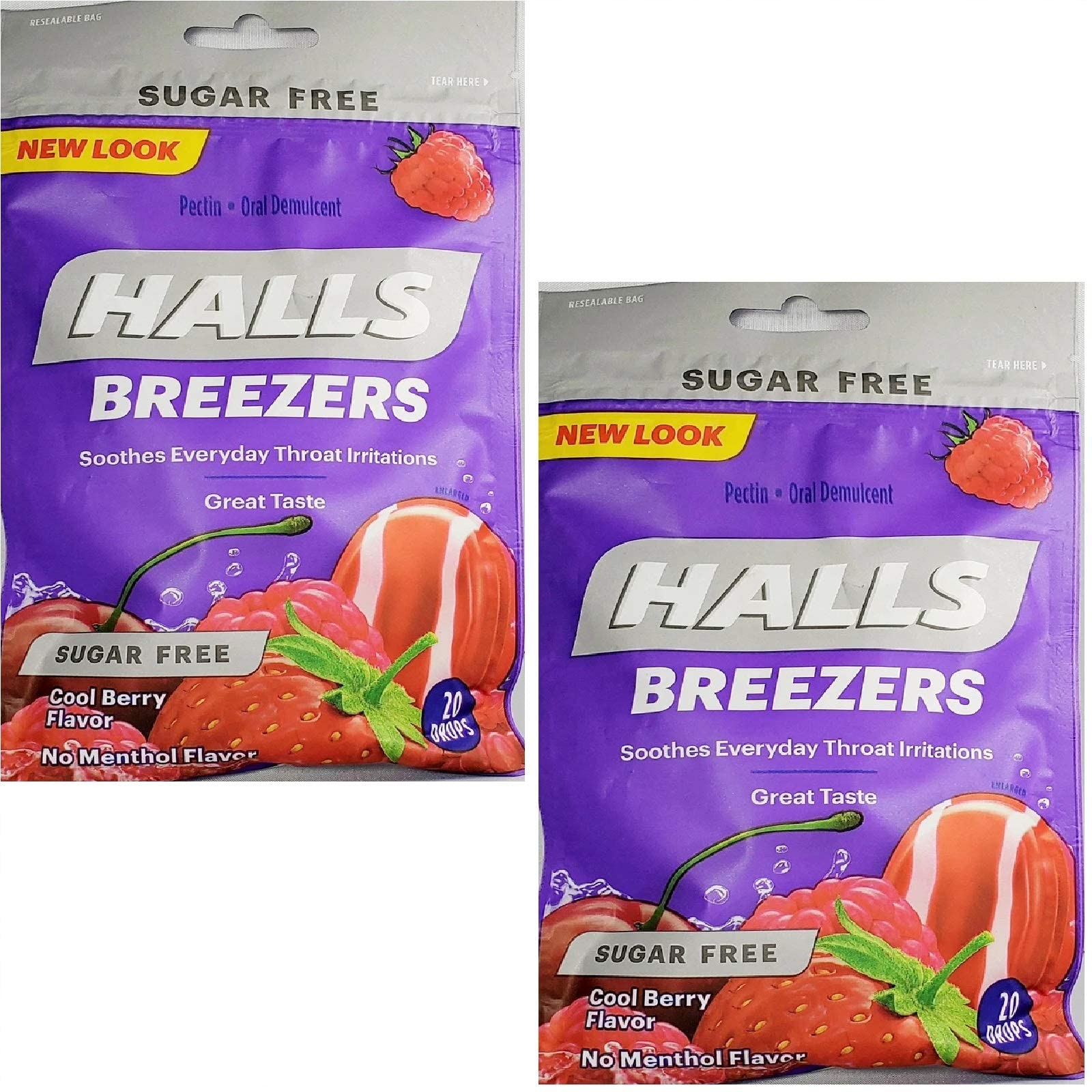 HALLSHalls Breezers Drops Sugar Free Cool Berry 20 Each (Pack of 2)