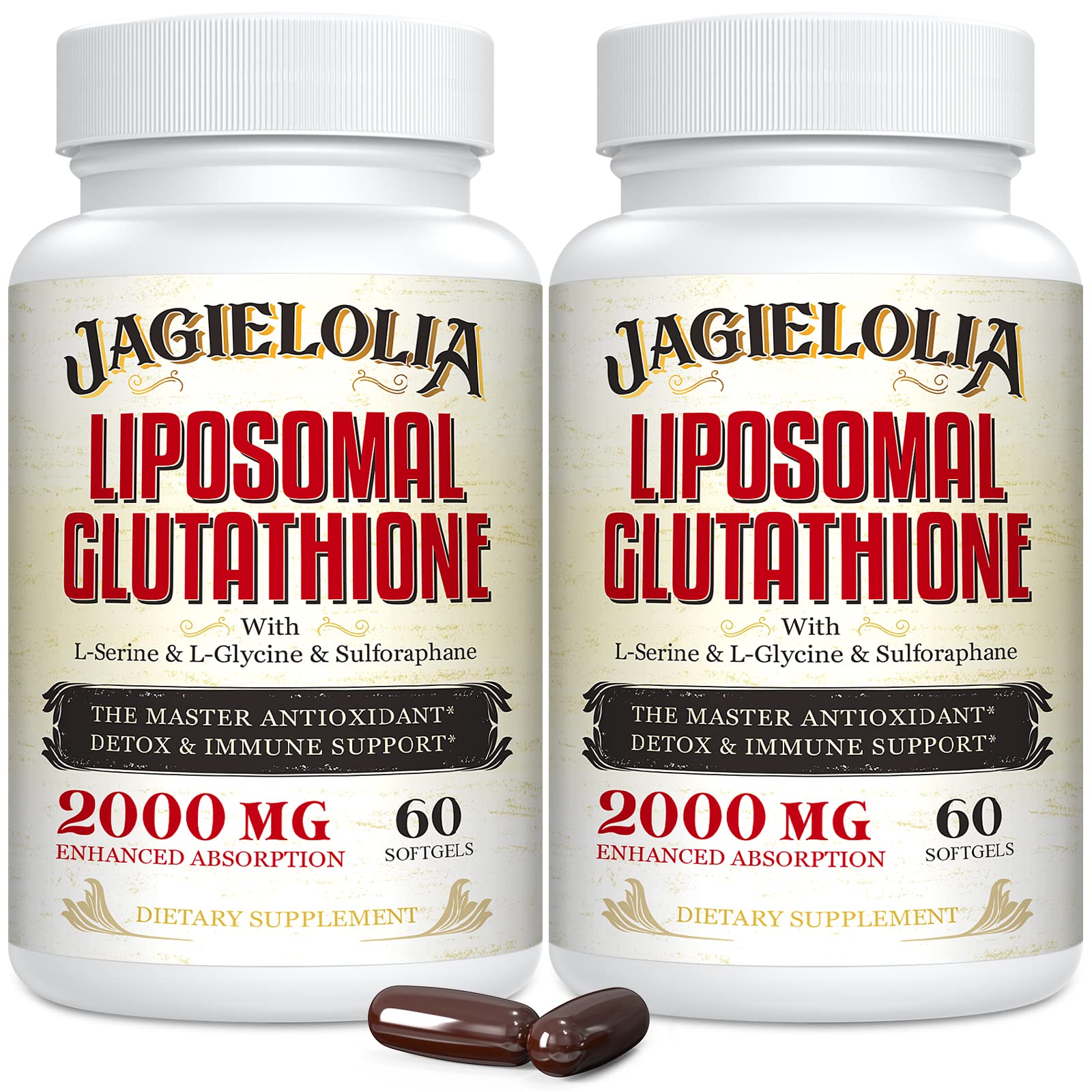 Liposomal Glutathione 2000 mg with L-Serine, L-Glycine & Sulforaphane – Active L-Glutathione Unique Formulation to Enhance Absorption - Master Antioxidant, Detoxifying & Immune | 120 Softgels