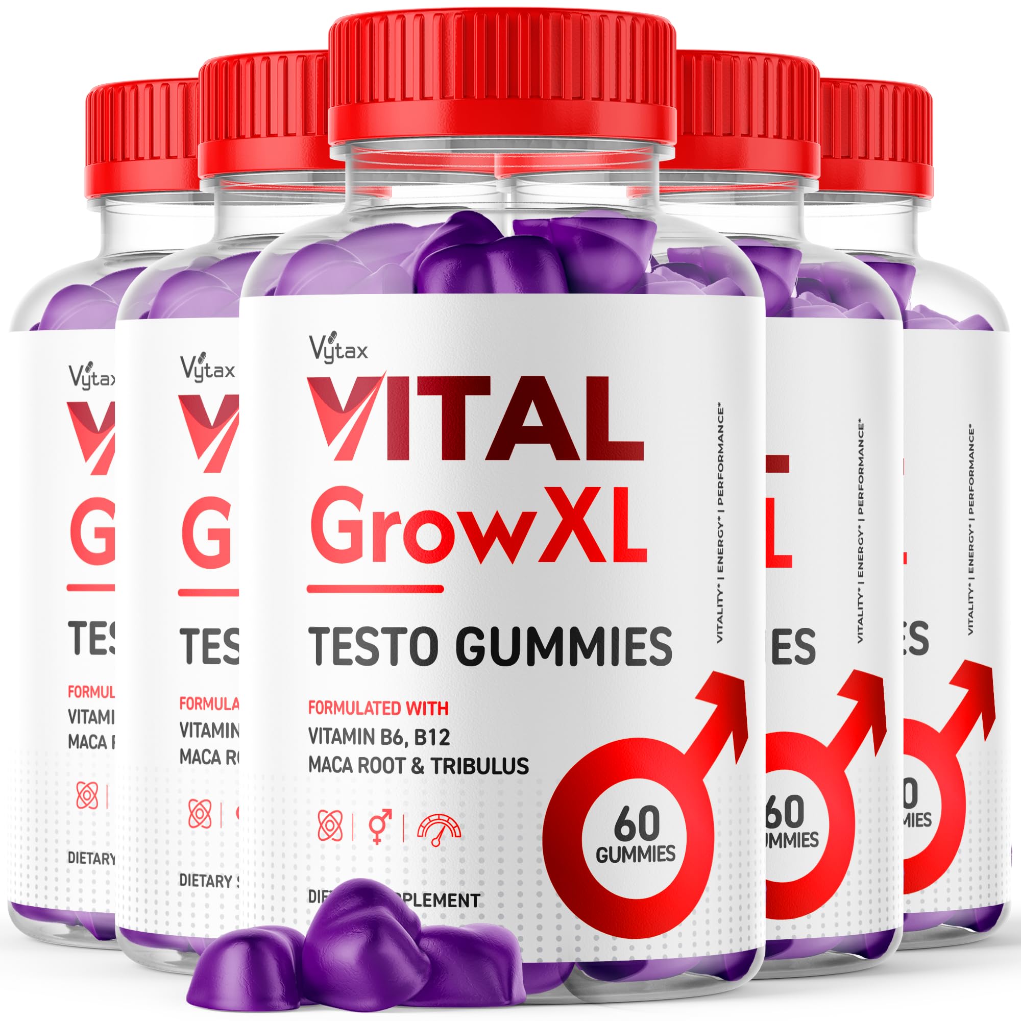 (5 Pack) Vital Grow XL Gummies, Vital Grow XL Testo Gummies Maximum Strength Advanced Vitamin Formula, Vital GrowXL Vitale VitalGrowXL Mens Gomitas Premium Chewable Vitalgrow Supplement (300 Gummies)