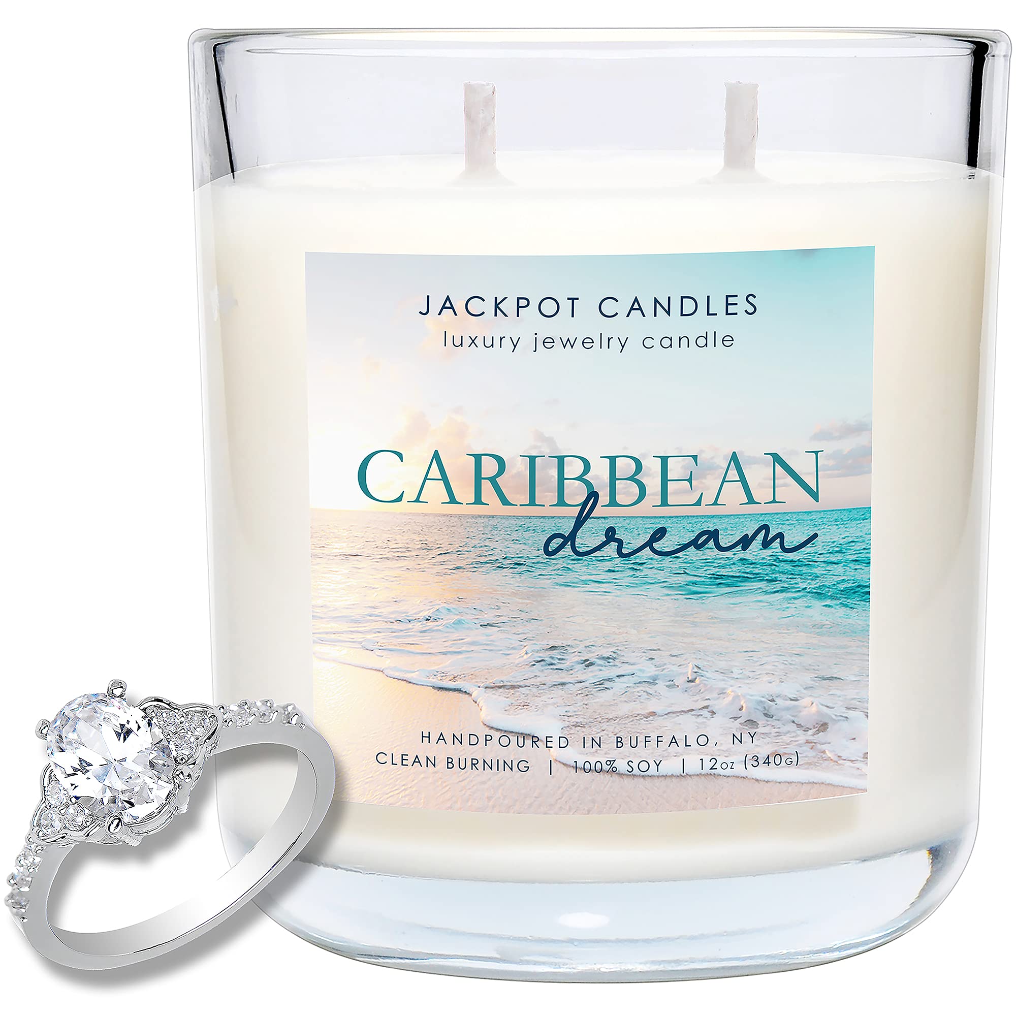 Jackpot Candles Caribbean Dream Candle with Ring Inside (Surprise Jewelry Valued at 15 to 5,000 Dollars) Ring Size 6