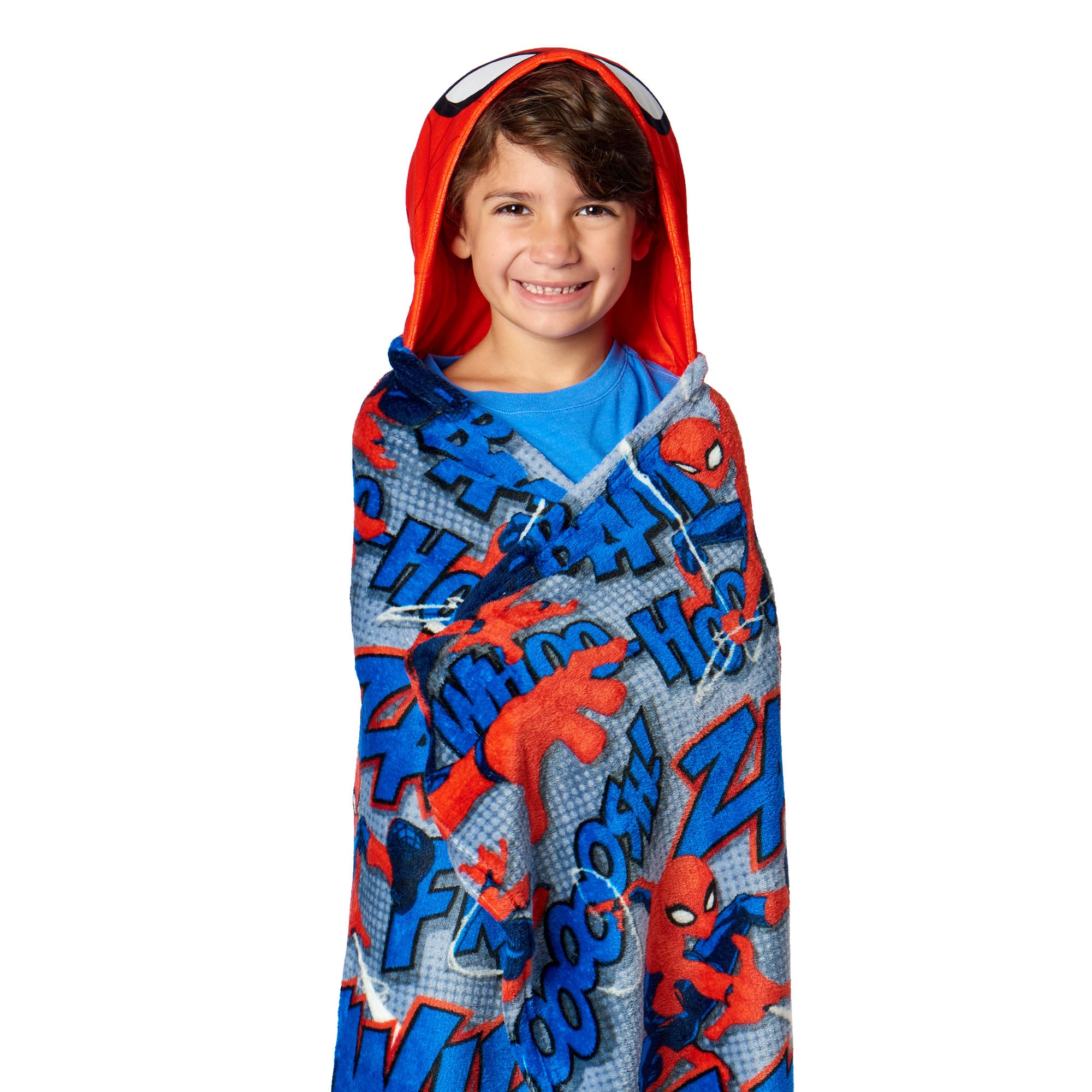 Northwest Marvel Spider-Man, Web Blast, Hooded 3D Sculpted Hood Silk Touch Throw Blanket, 40 x 50 Inches