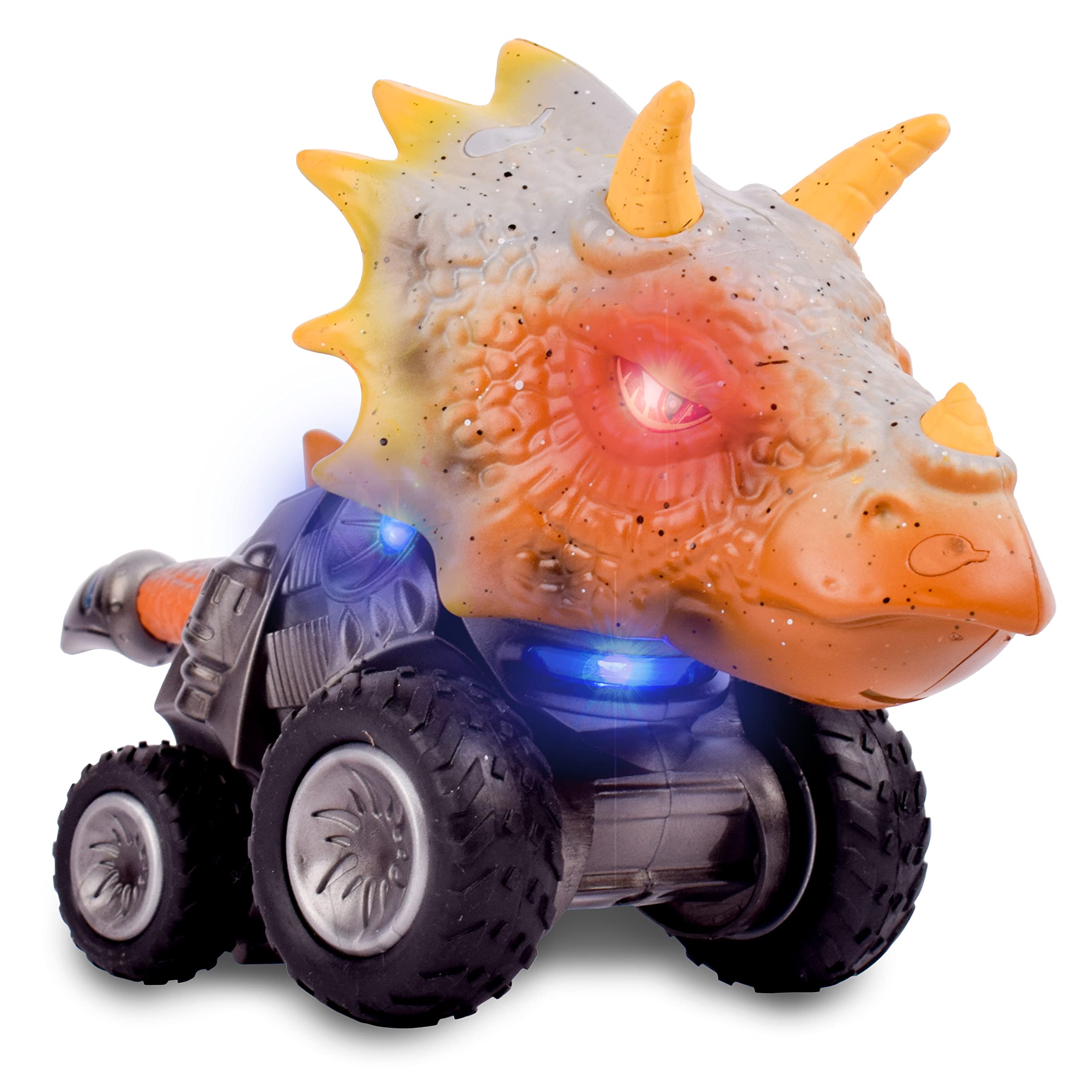 Maxx Action Dyborg Vehicles - Small Dinosaur Cars for Kids | Lights, Sounds and Friction Motor | Receive One T-Rex Triceratops or Stegosaurus - Sunny Days Entertainment