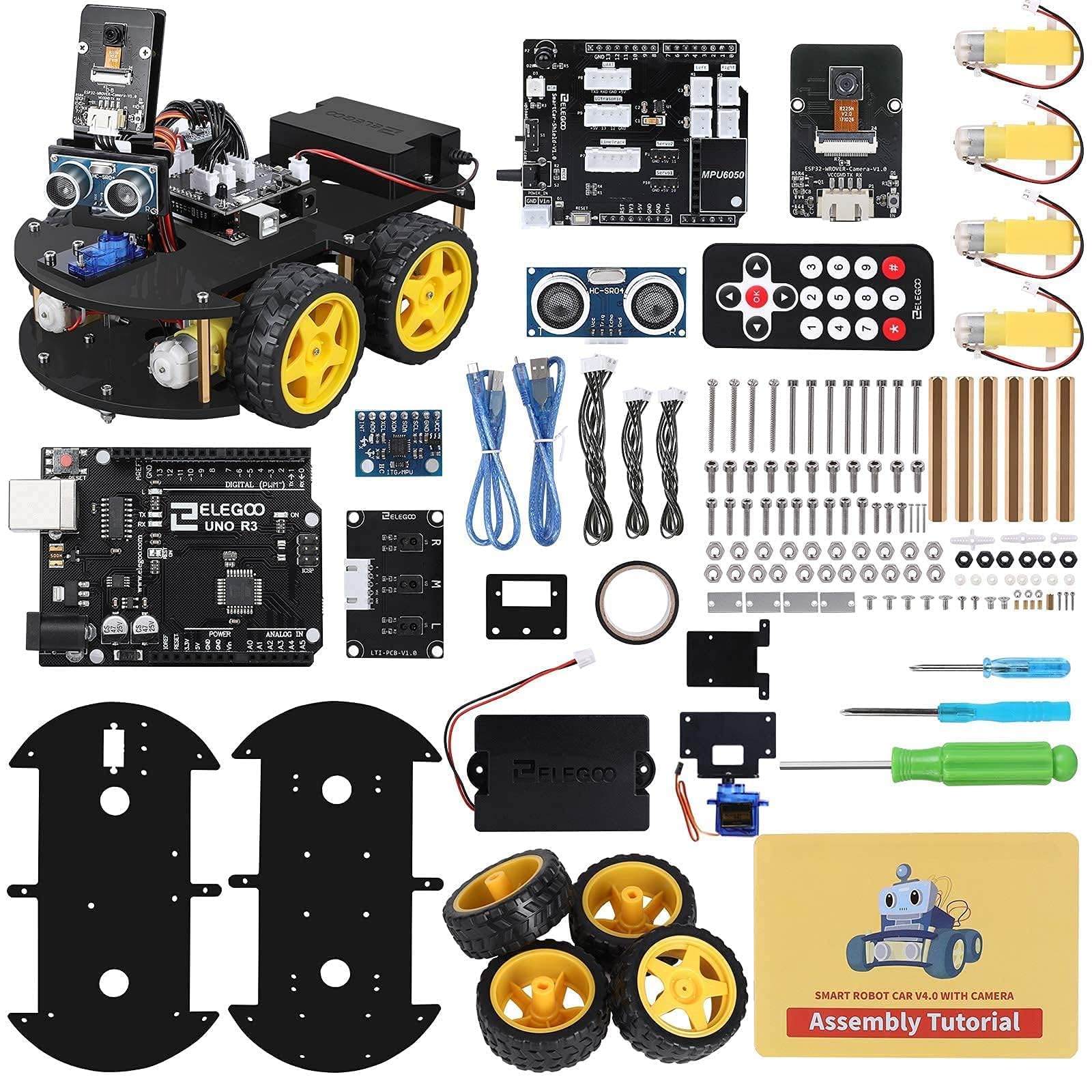 ELEGOO Smart Robot Toy Car Kits Compatible with Arduino IDE with UNO R3 Board, Line Tracking Module, Ultrasonic Sensor, IR Module, Intelligent & Educational Car Robotic Toys for Kids