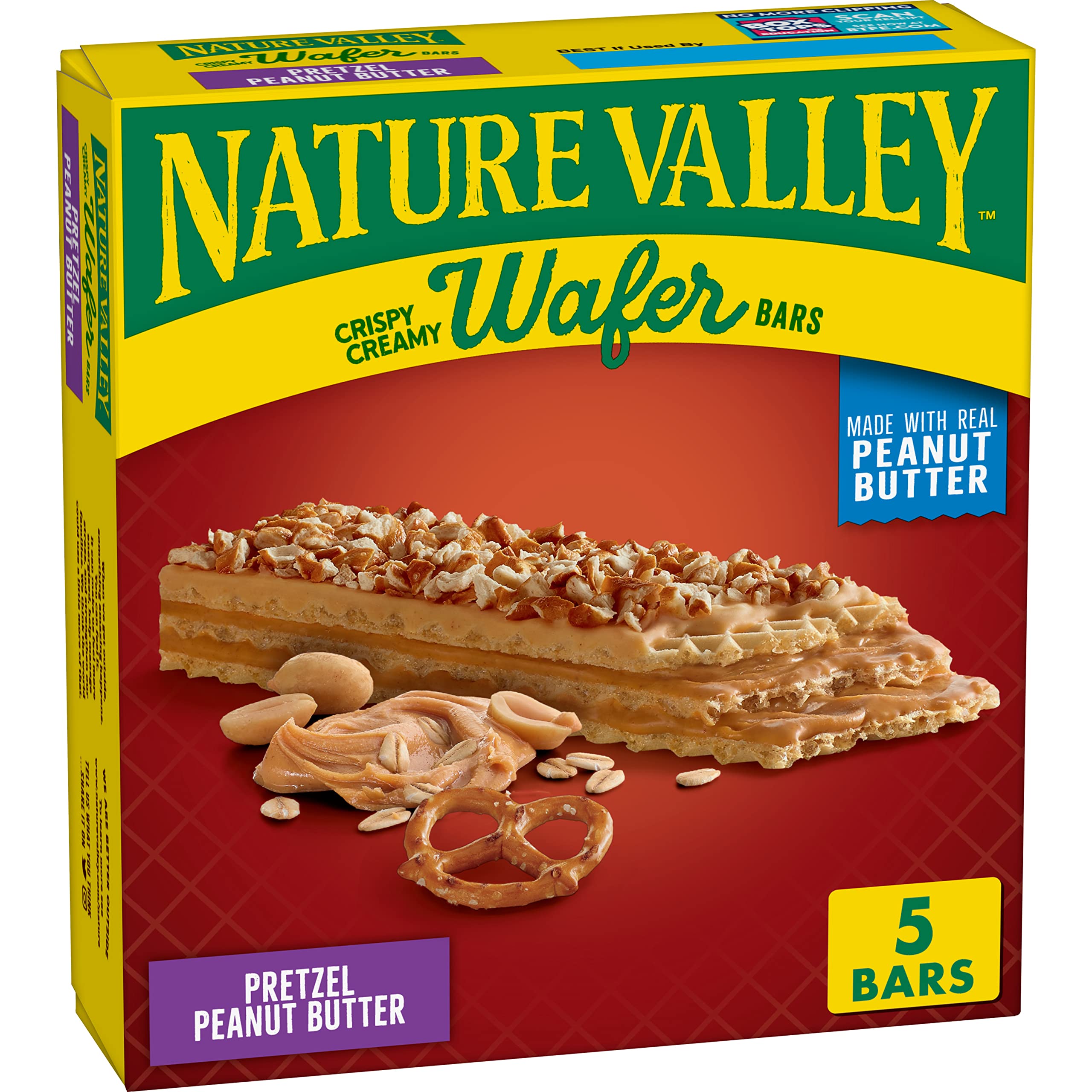 Nature ValleyWafer Bars, Pretzel Peanut Butter, 1.3 oz, 5 ct