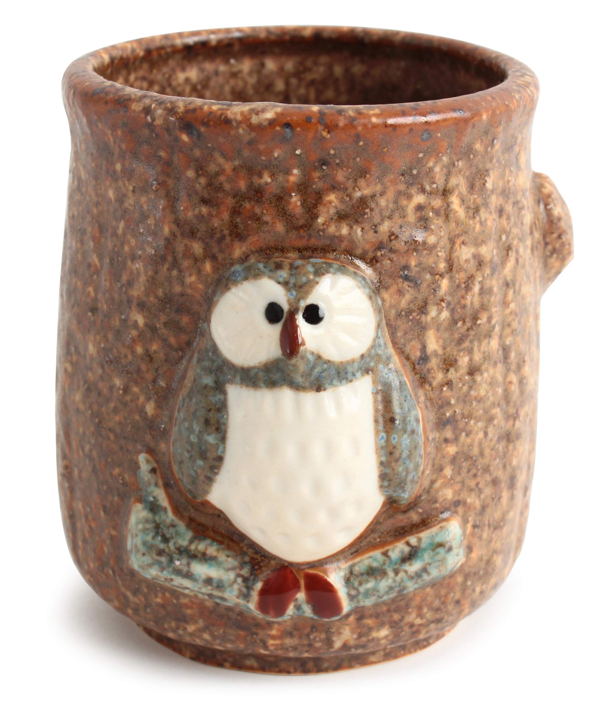 Mino ware Japanese Pottery Yunomi Chawan Tea Cup Owl Raised Coffee Brown Japan (Japan Import) CPY002