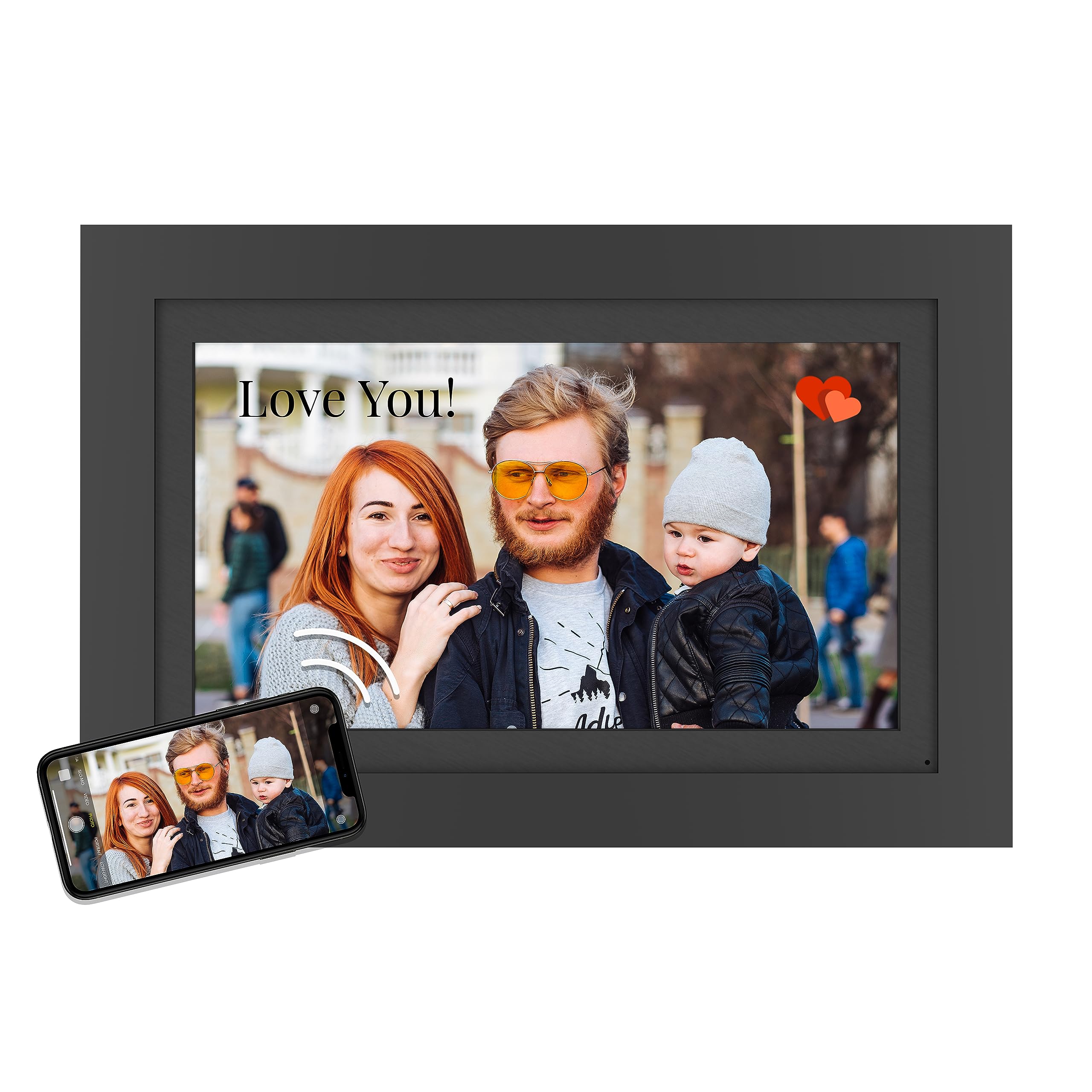 SimplySmart Home PhotoShare Friends and Family Smart Frame Digital Photo Frame, Send Pics from Phone to Frame, WiFi, 8 GB, Holds Over 5,000 Photos, HD, 1080P, iOS, Android (14", Black)