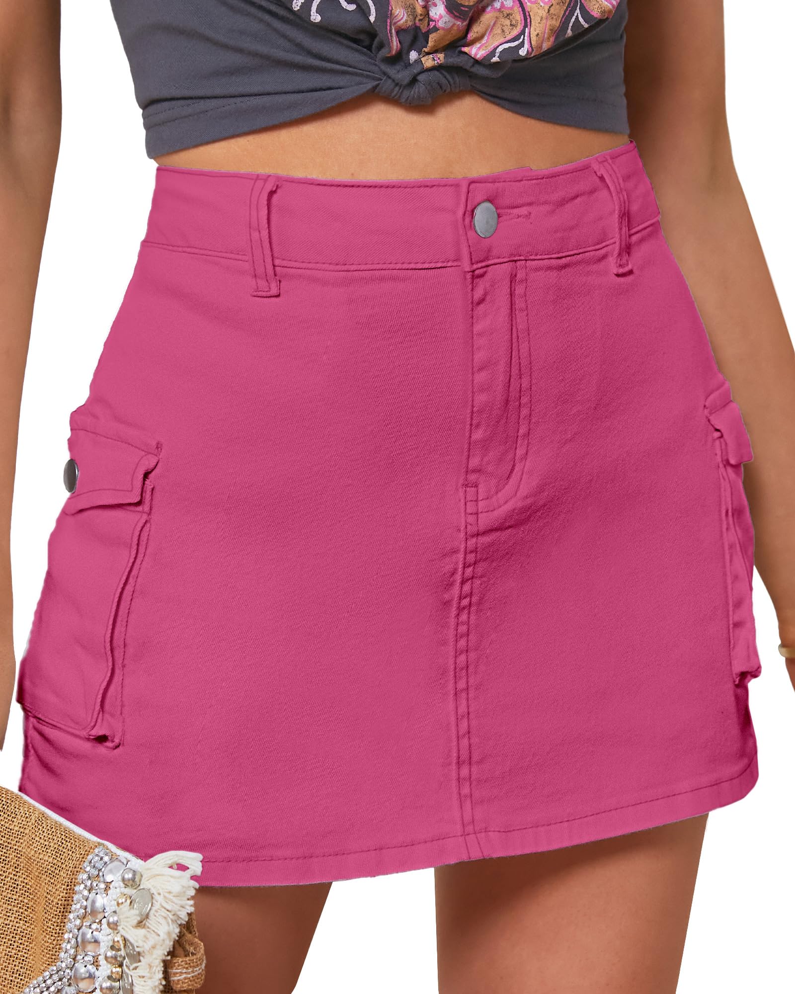 luvamia2024 Cargo Shorts for Women Casual Summer Skorts Skirts High Waisted Mini Short Skort with Pockets Y2K