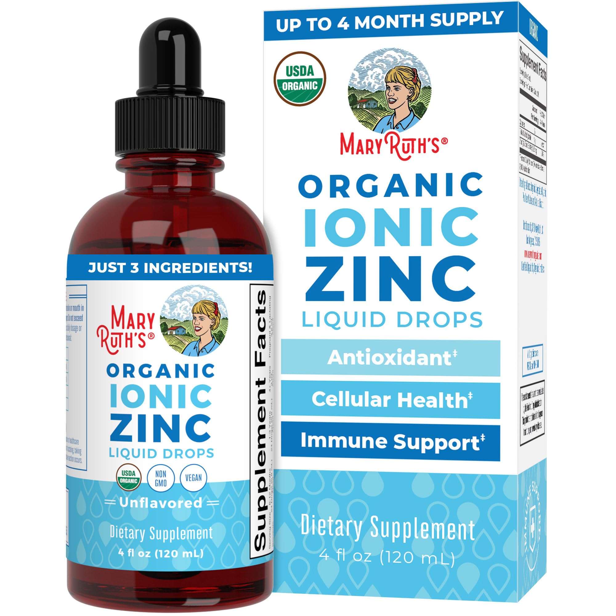 Zinc Supplements for Immune Support | Ionic Zinc for Kids & Adults | Liquid Zinc Supplement | 40 Day Supply | Zinc Sulfate | Skin Care Supplement | Vegan | Gluten Free | Glycerin Based | 4 oz