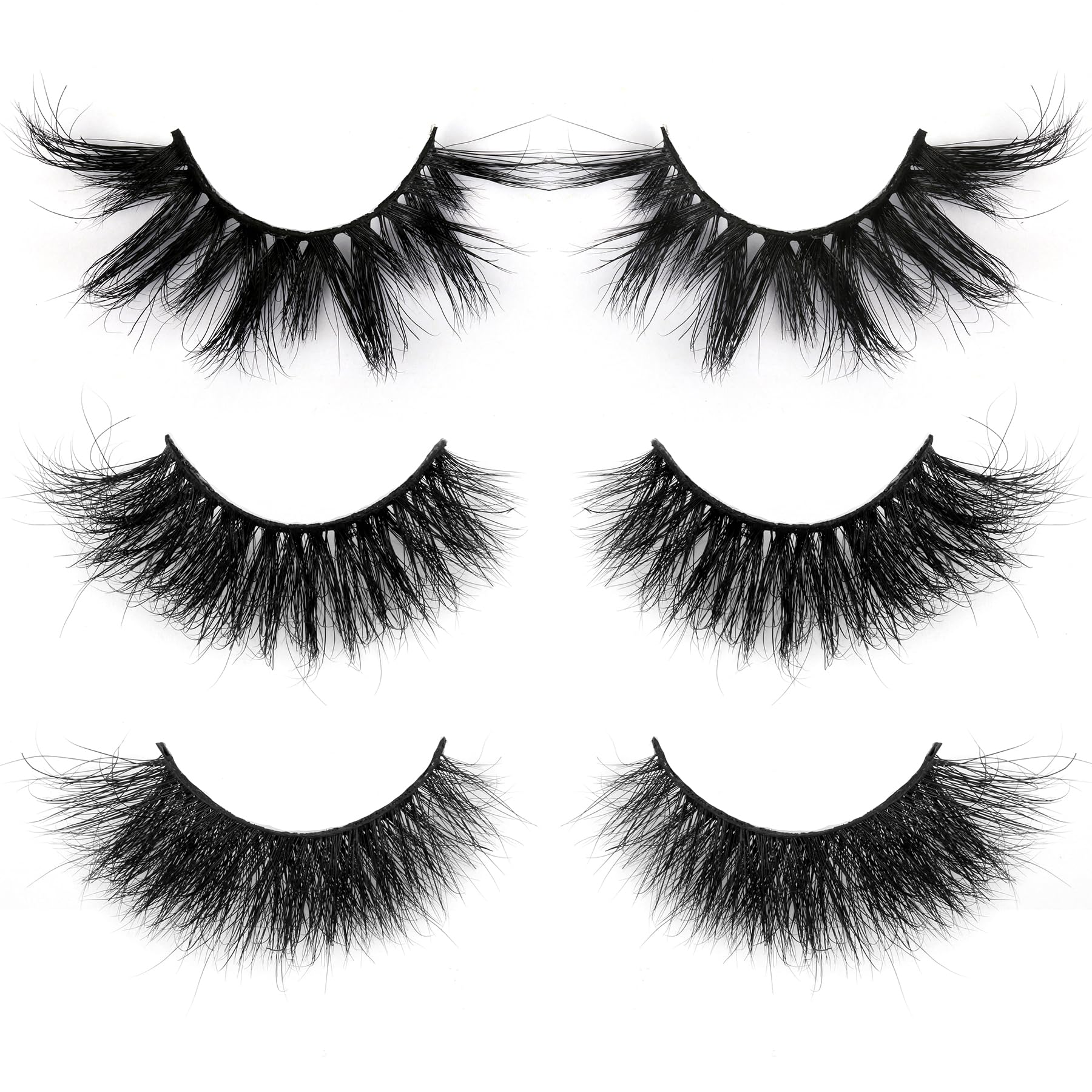 20mm Mink Eyelashes 6D Real Mink Lashes Dramatic Long False Eyelashes Soft Reusable Full Thick Fluffy Volume Strip Eye Lashes 3 Pairs