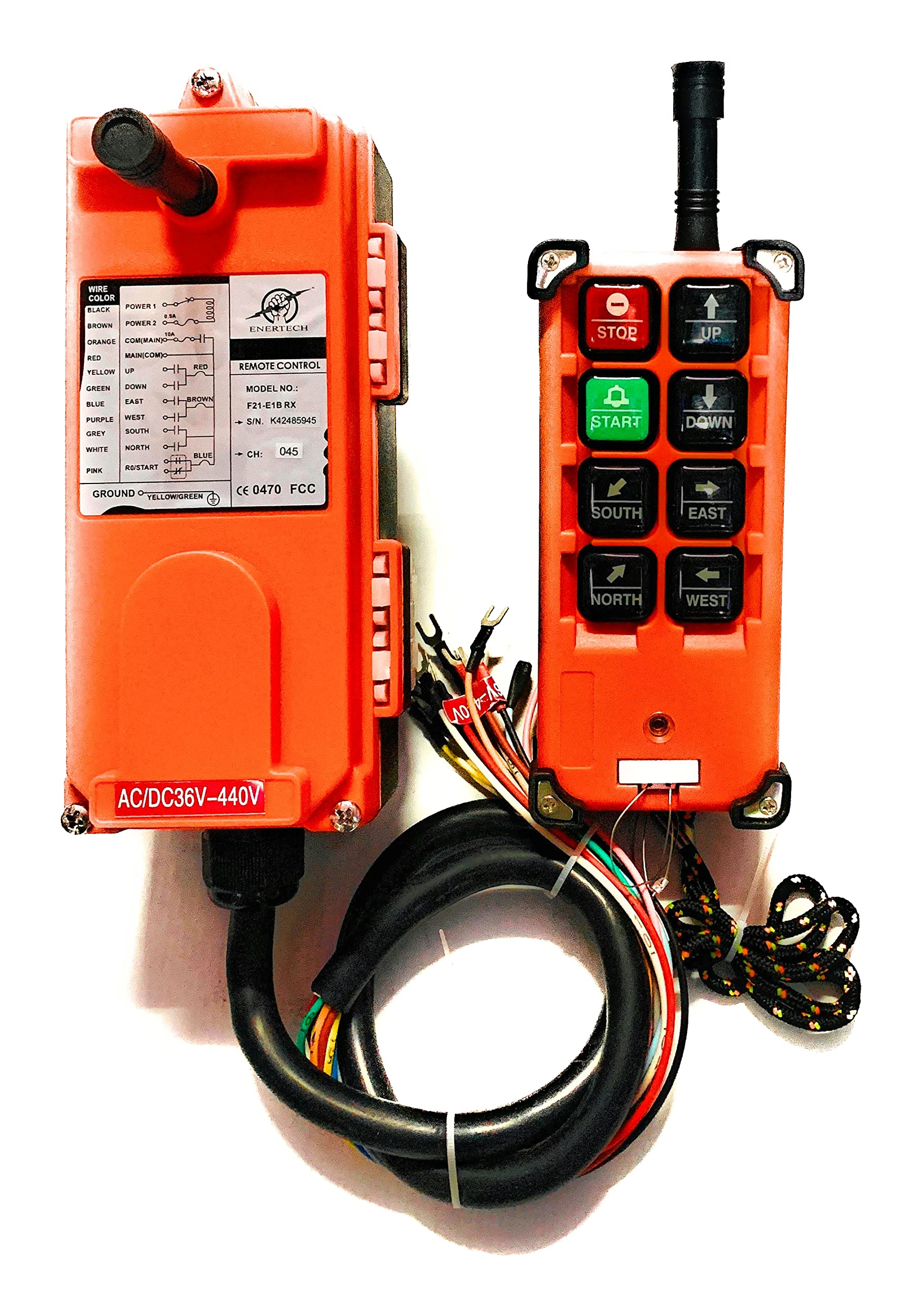 Litost® F21 E1B Wireless Crane Remote Control Single Speed 8 Buttons AC/DC-36 Volt- 440 Volt AC RRC for Hoist & EOT Cranes Controller Electric Lift Switch(1 Transmitters + 1 Receiver)