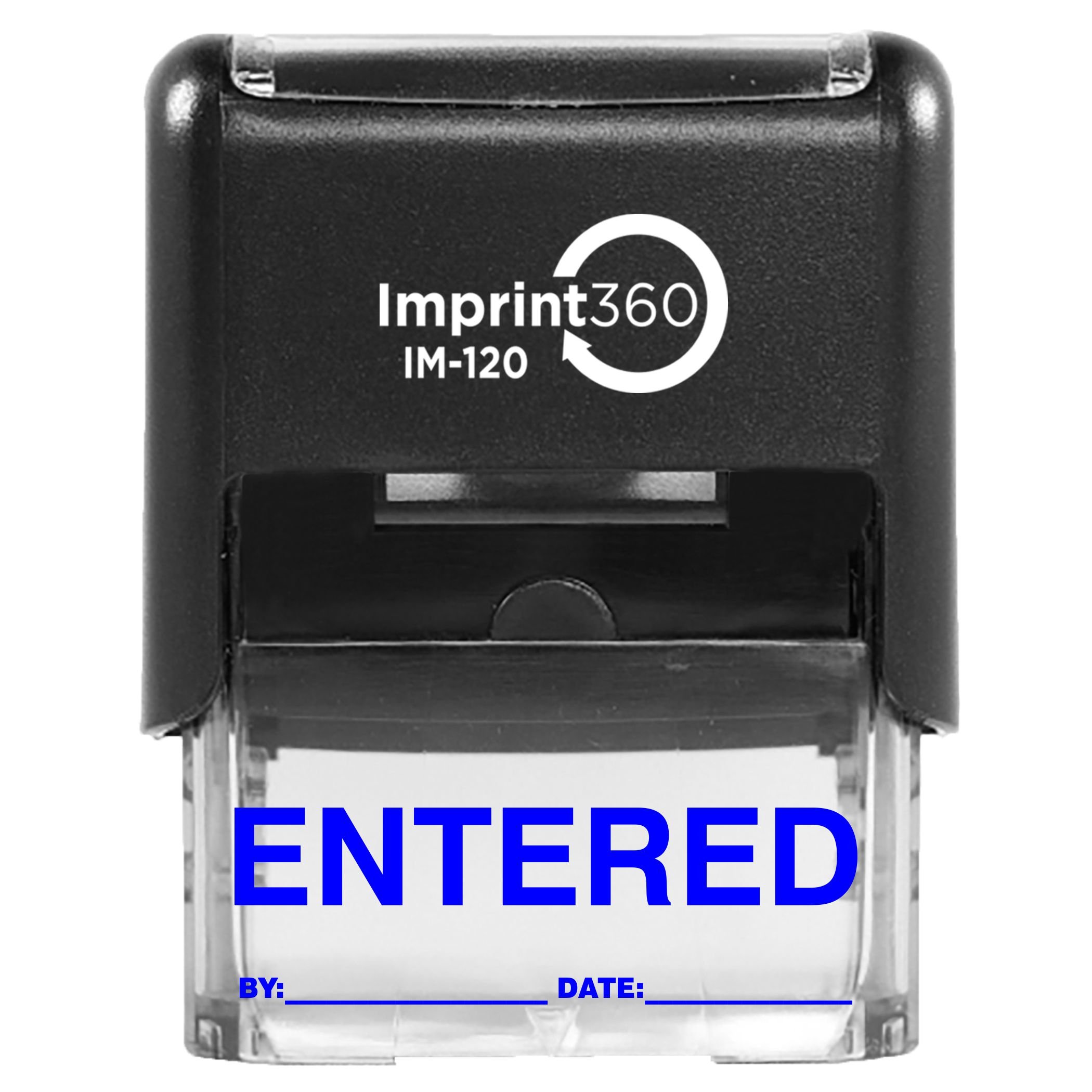 Imprint 360 AS-IMP1100B Entered Stamp with by: & Date:, Blue Ink, Heavy Duty Commercial Self-Inking Rubber Stam AS-IMP1100B 1