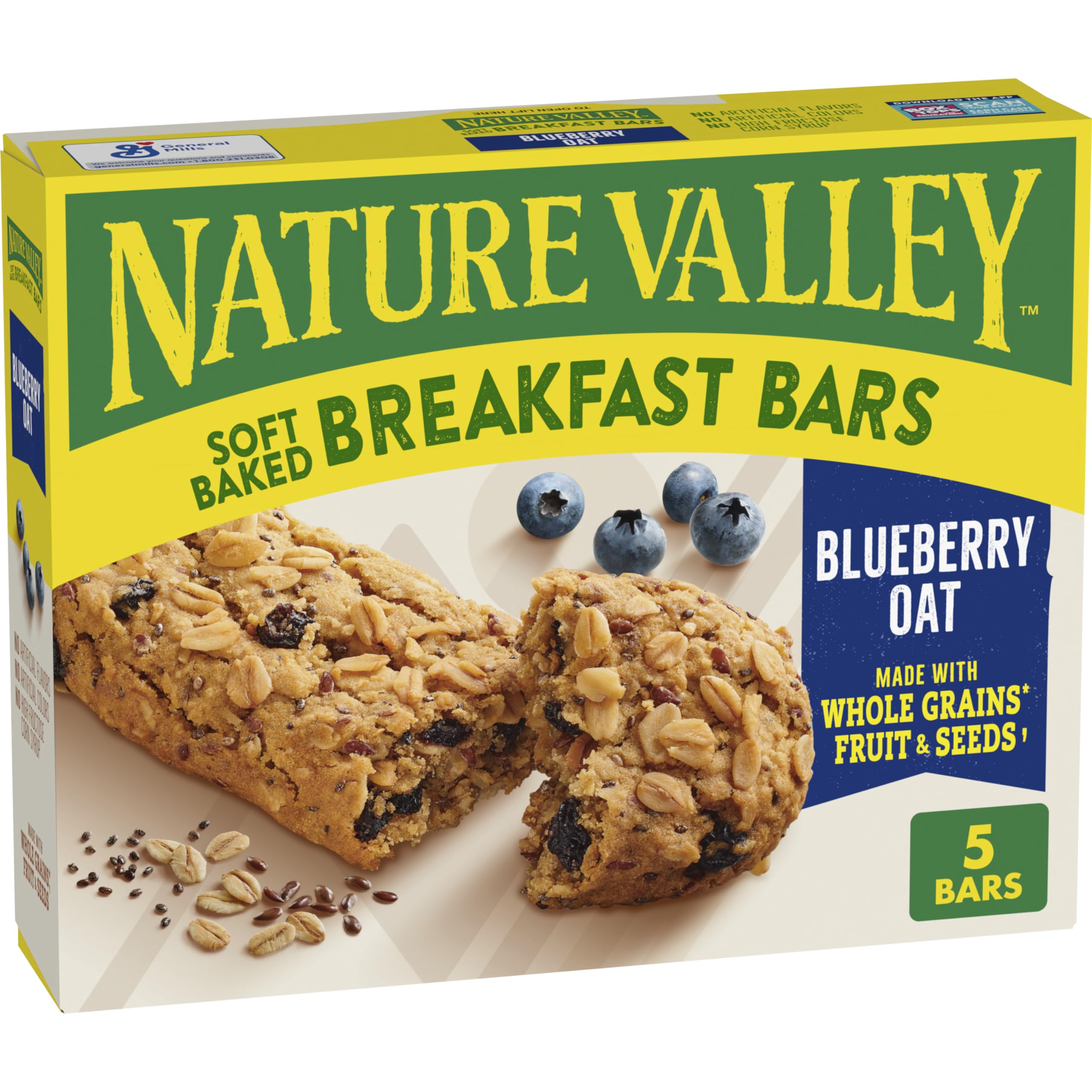 Nature ValleySoft Baked Breakfast Bars, Blueberry Oat, Morning Snacks, 5 Count, 8.85 oz