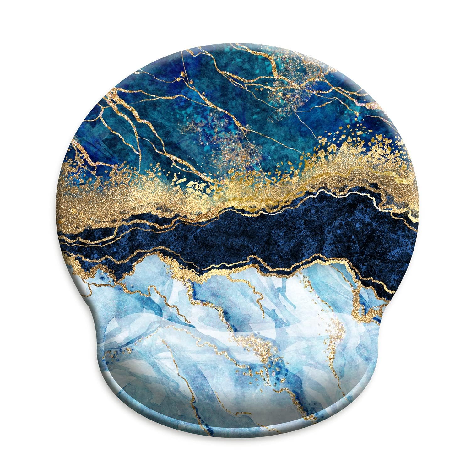 DOOKE Ergonomic Mouse Pad with Wrist Support, Cute Wrist Pad with Non-Slip Rubber Base for Computer, Laptop, Home Office Gaming, Working, Easy Typing & Pain Relief,Blue Marbling