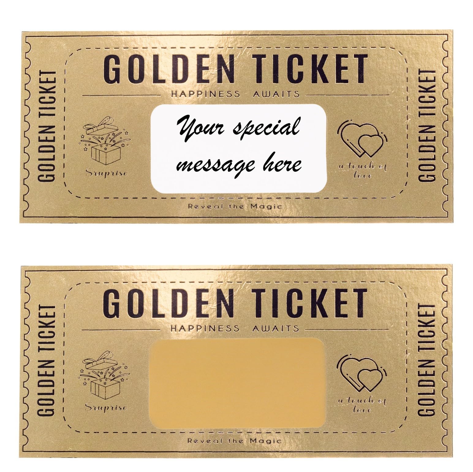 Premium Golden Ticket Surprise Scratch Off Card | Multi Purpose Card | Ideal Surprise Birthday Card | Best Man Proposal or Pregnancy Announcement | Gold Gift Reveal Card | Gender Reveal | 2 Pack