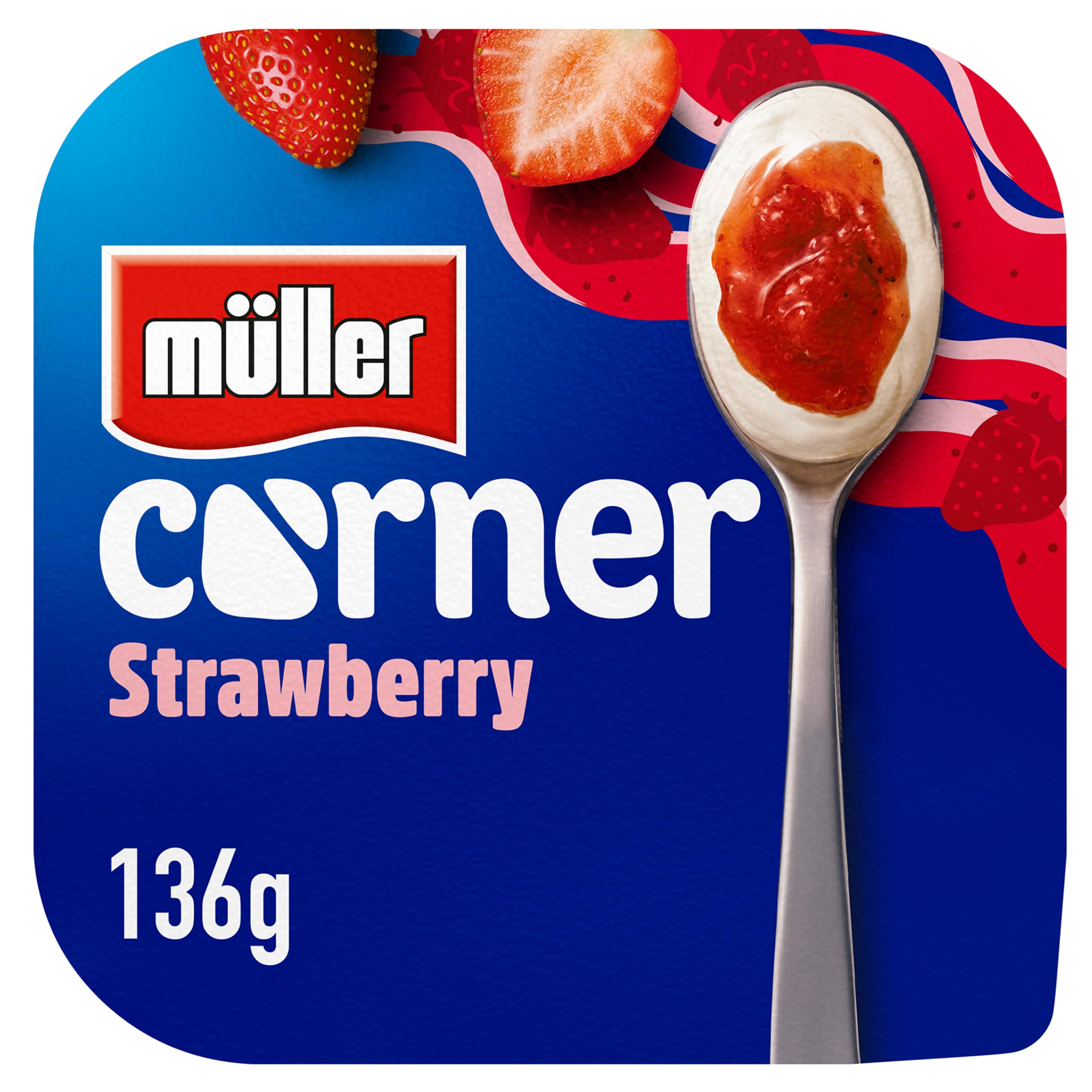 MüllerCorner Fruit - Strawberry Compote with Creamy Vanilla Yogurt, 136g (Pack of 1)