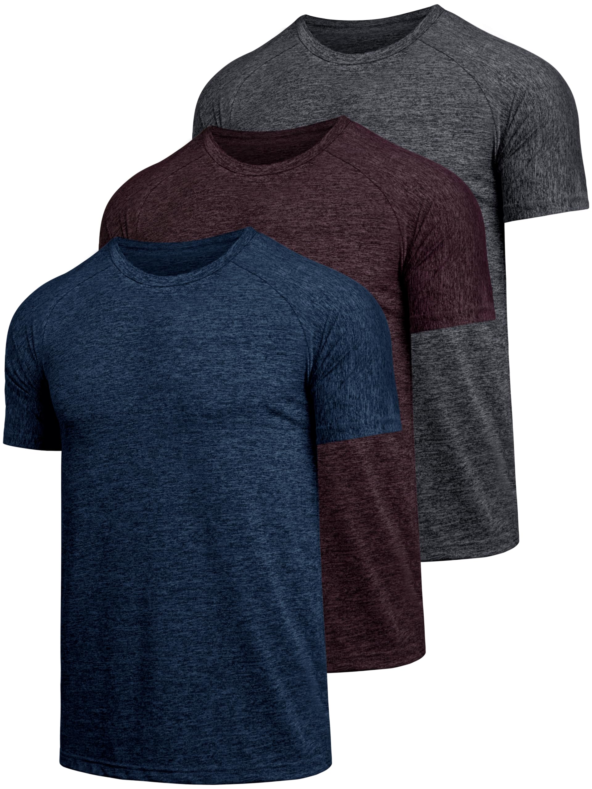 Teesmen3 Pack Men's Quick Drying Shortsleeve Light and Breathable Sports T-Shirt Gym Wicking T Shirt