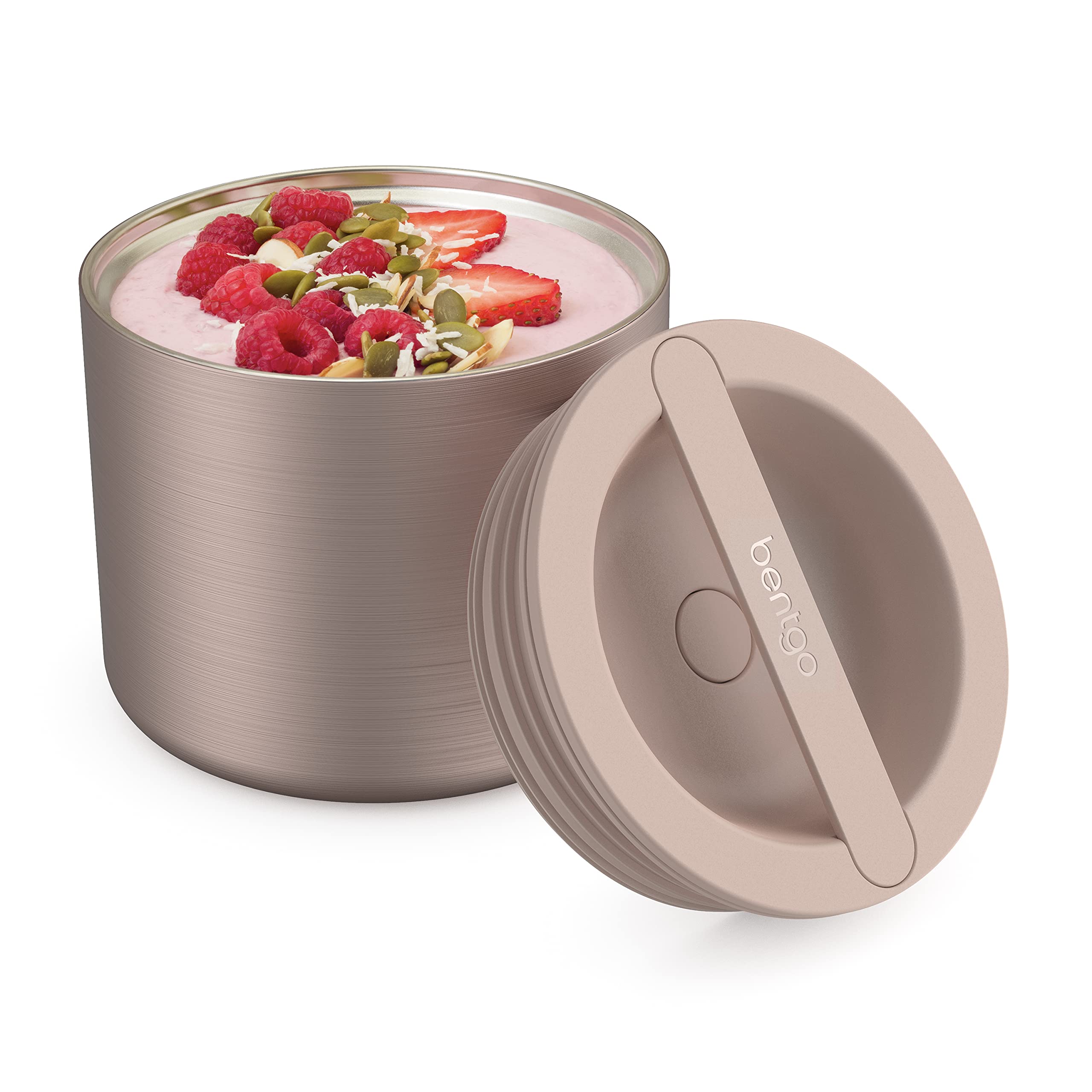 BentgoStainless Insulated Food Container - Triple Layer Insulation, Leak-Proof Lid, Wide Mouth Design - Sustainable 2.4 Cup Capacity, Food-Grade Materials, Ideal for Cool or Warm Food (Rose Gold)