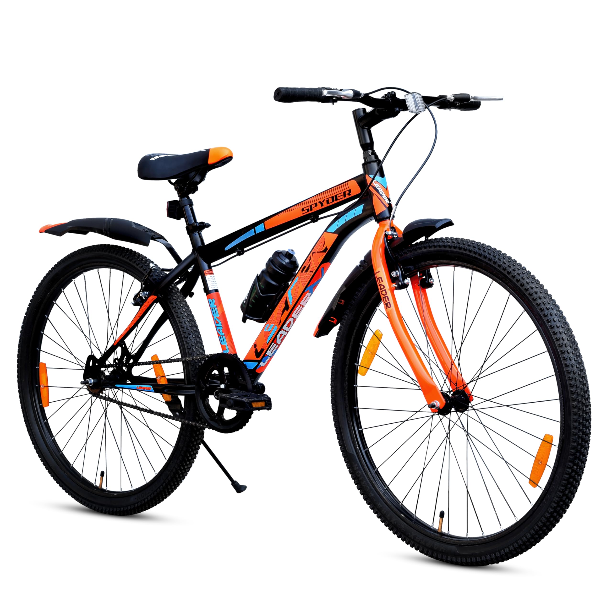 Leader Spyder 27.5T MTB Cycle/Bike Single Speed with Complete Accessories for Men - Matt Black/Orange Ideal for 15+ Years | Frame: 19 Inches