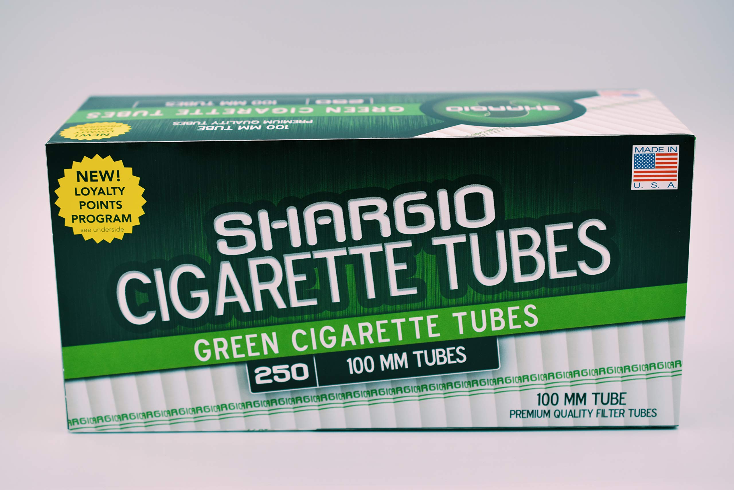 Shargio Cigarette tubes 200 ct box green king size menthol 5 pack & bonus case.