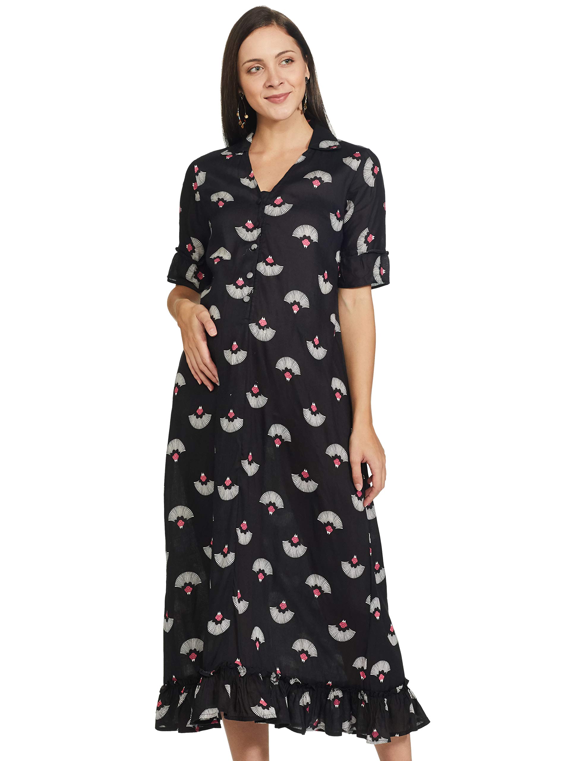 Mine4NineWomen's Rayon A-Line Maxi Casual Dress