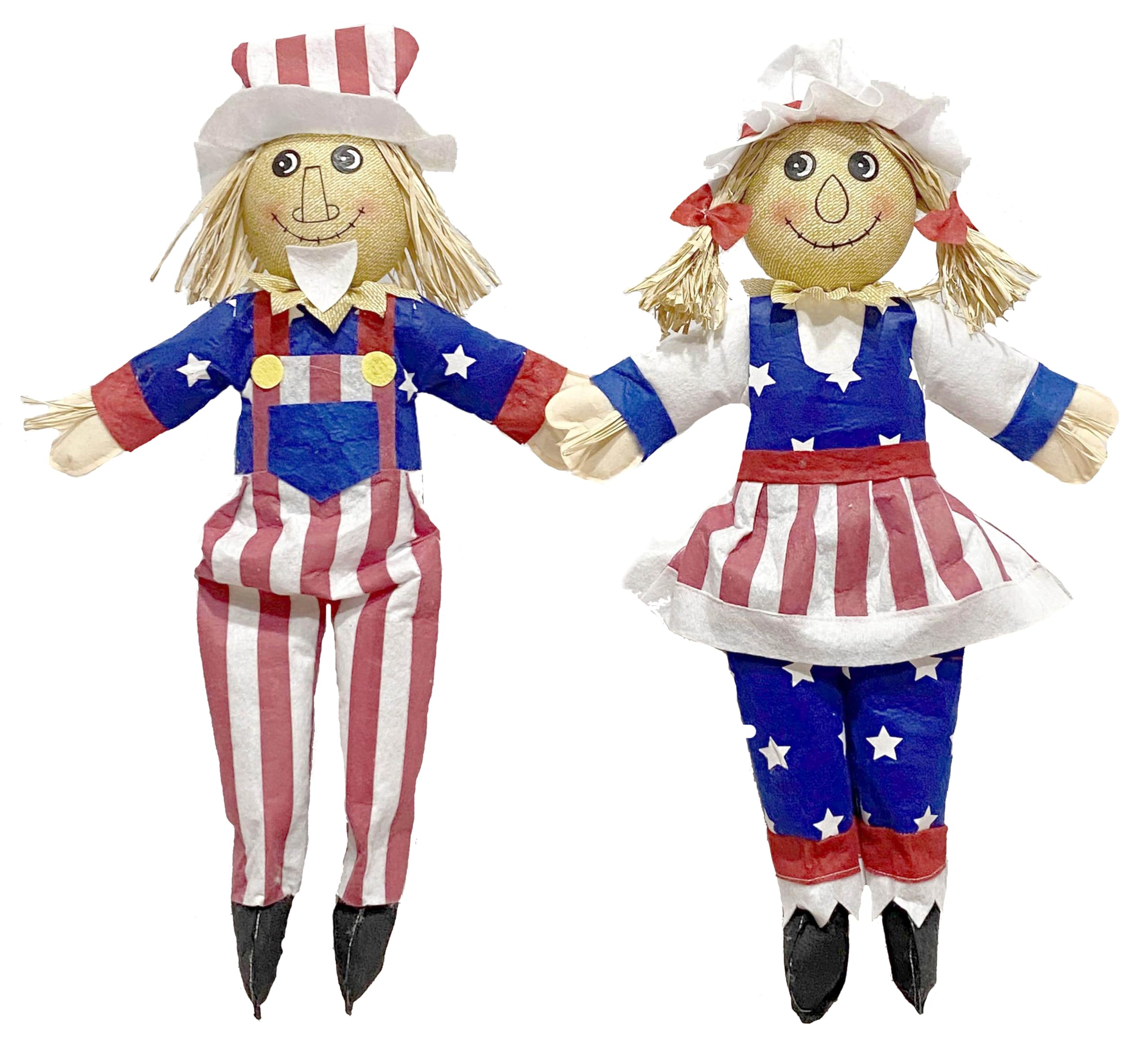 24" July 4th Sitting Uncle Sam, Set of 2 Scarecrow, Red,White,Blue