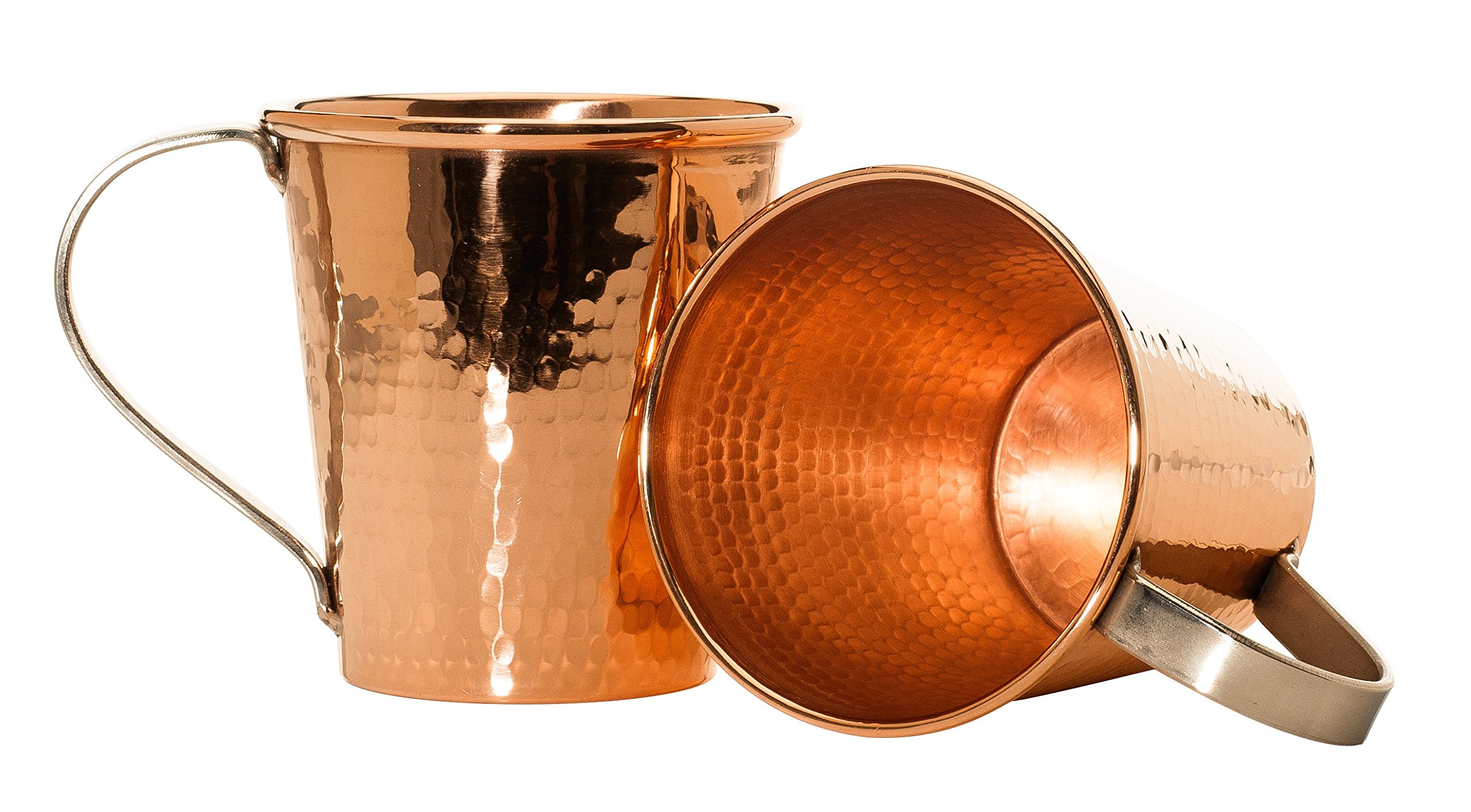 Sertodo Copper Moscow Mule Mugs | Set of 4, 18 oz Capacity | Stainless Steel Handles |100% Pure Copper, Heavy Gauge, Hand Hammered