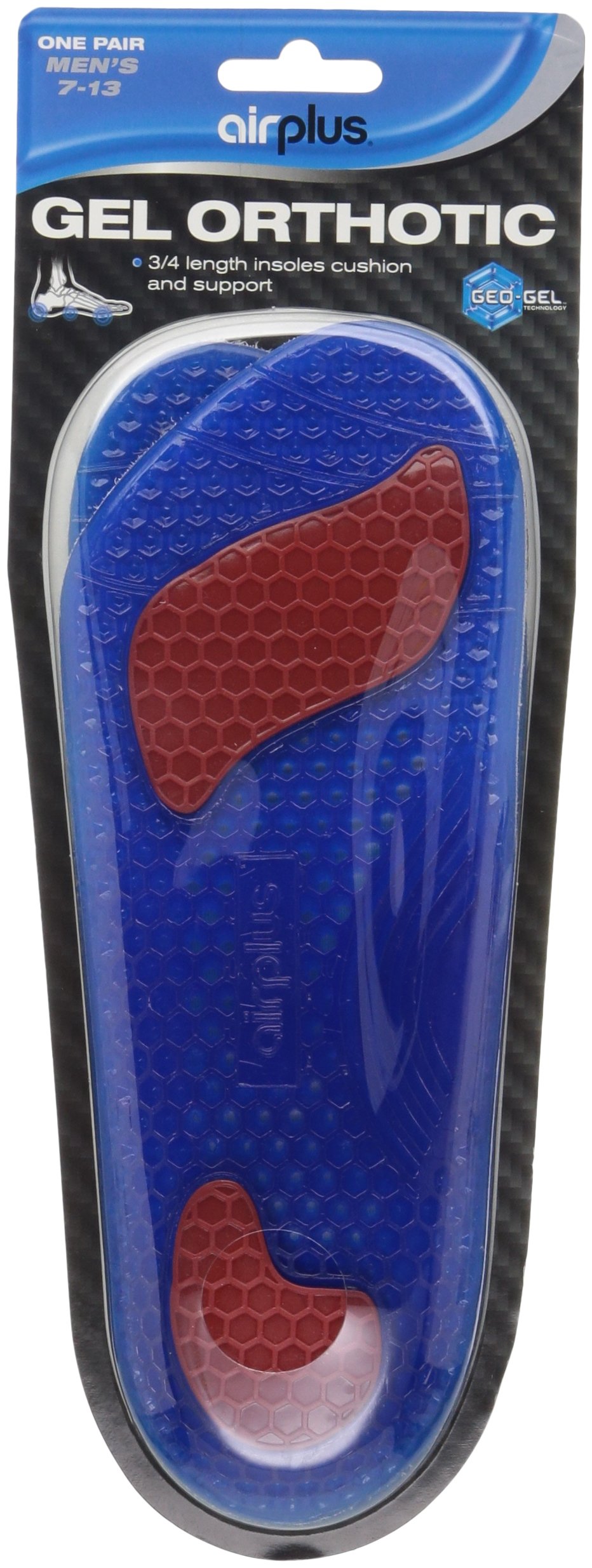 Airplus Gel Orthotic 3/4 Length Comfort and Stability Shoe Insoles for Men