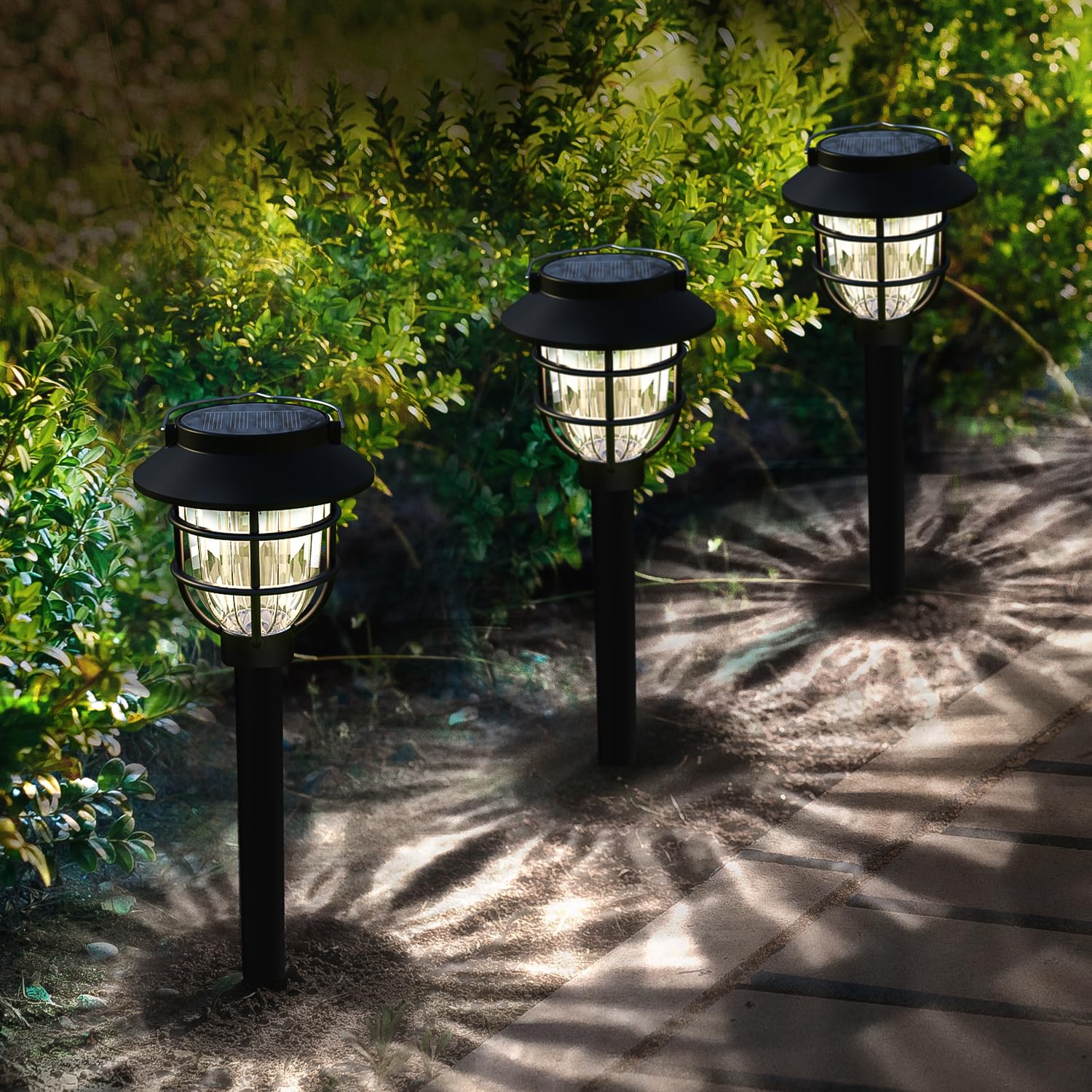 6 Pack Solar Pathway Lights Outdoor - Bright Solar Powered Garden Lights with Warm White LED, Auto On/Off Waterproof Path Lights Decorative, Landscape Lighting for Yard Patio Walkway Driveway