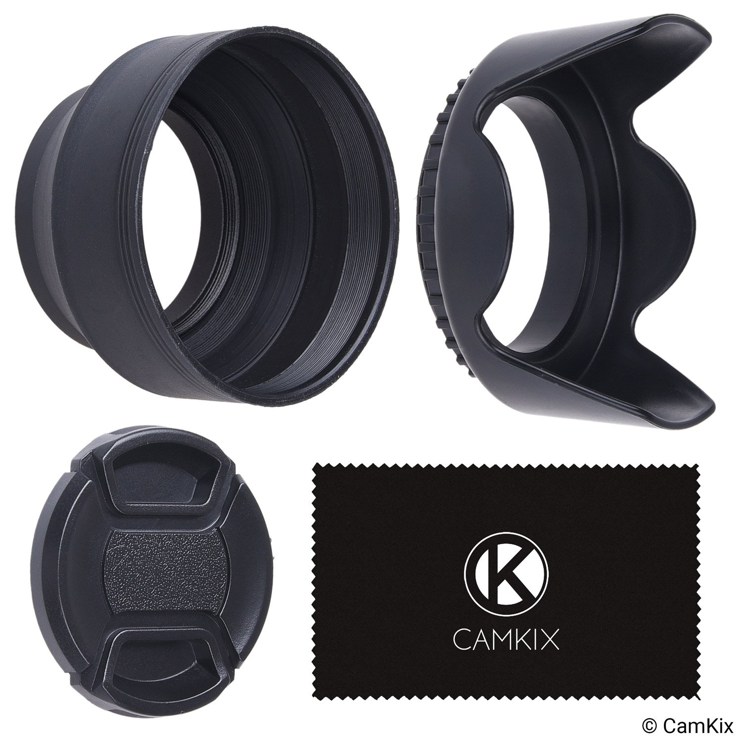 CamKix Rubber Camera Lens Hoods and Cap -58mm - Set of 2