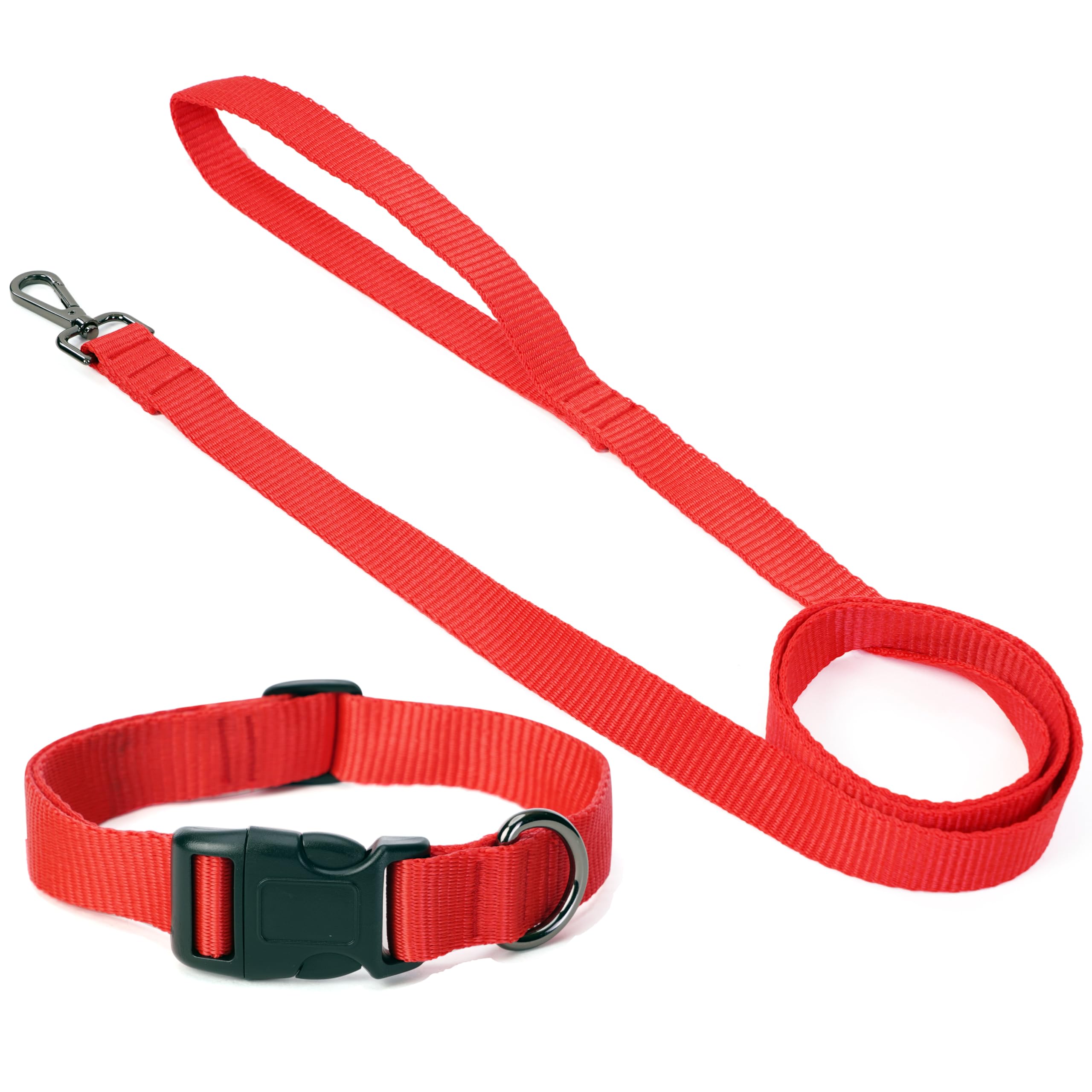 WOOFLIX Reflective Dog Leash And Collar Combo Set For Medium And Large Dogs Durable Strong Dog Collar Belt & Dog Leash For Medium & Large Dogs Dog Training & Walking Lead Dog Leash (Medium,Red),10 cm