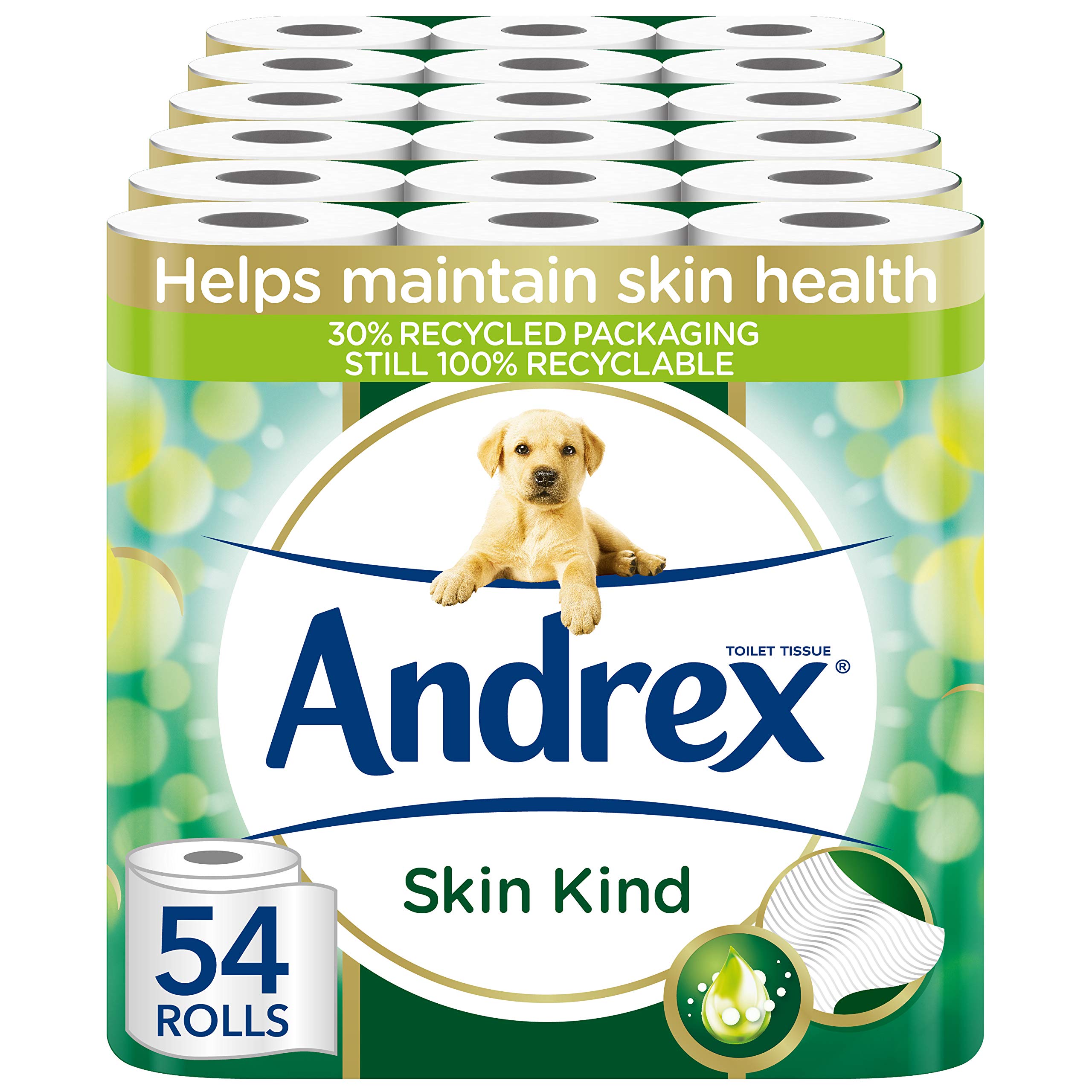 Andrex Toilet Roll - Skin Kind Toilet Paper with Aloe Vera Extract, 54 Toilet Rolls