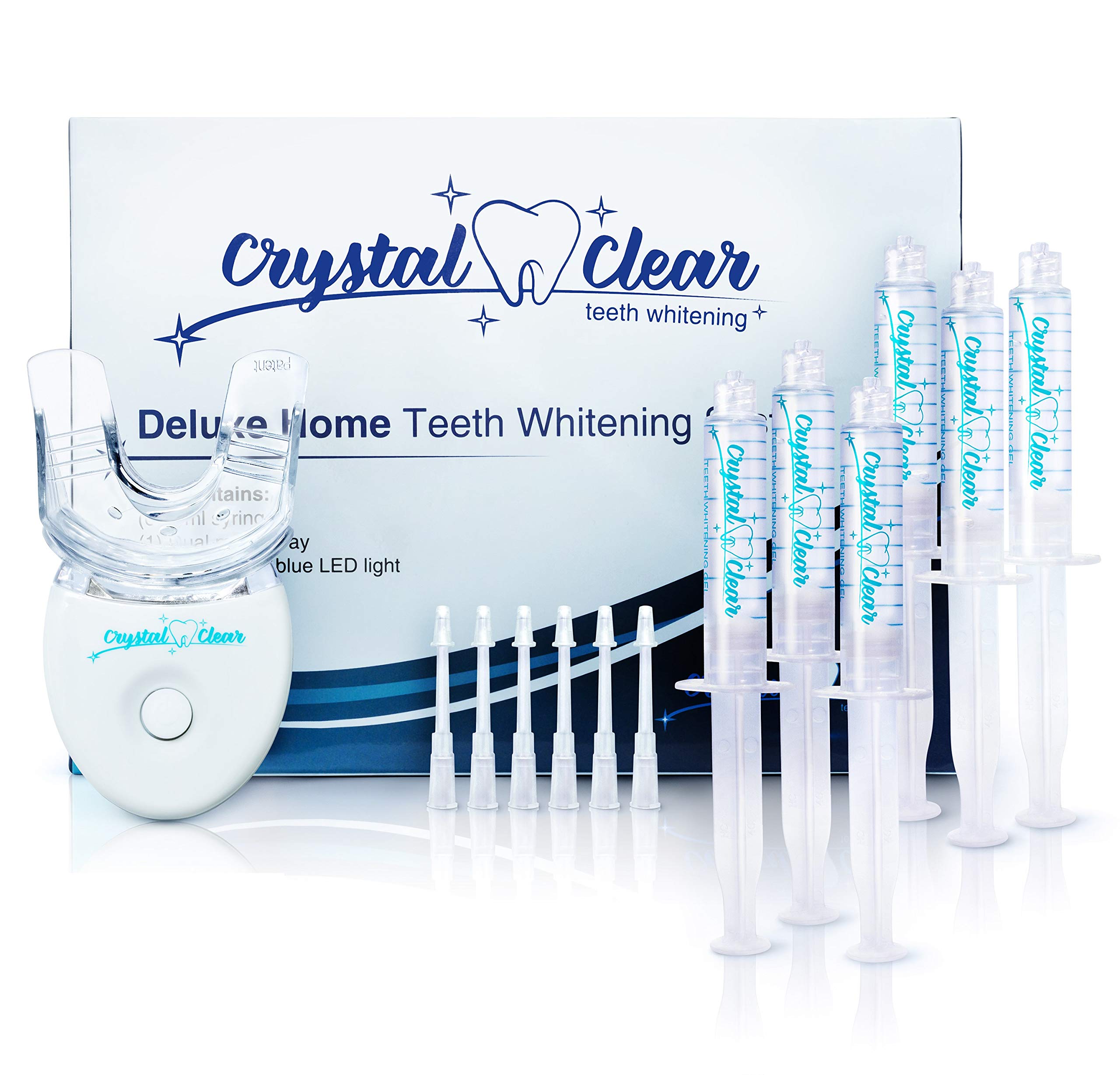 Crystal Clear Teeth Whitening Kit, USA Dentists Approved, Teeth Whitening Gel with LED Light, 30ml Gel and Tray