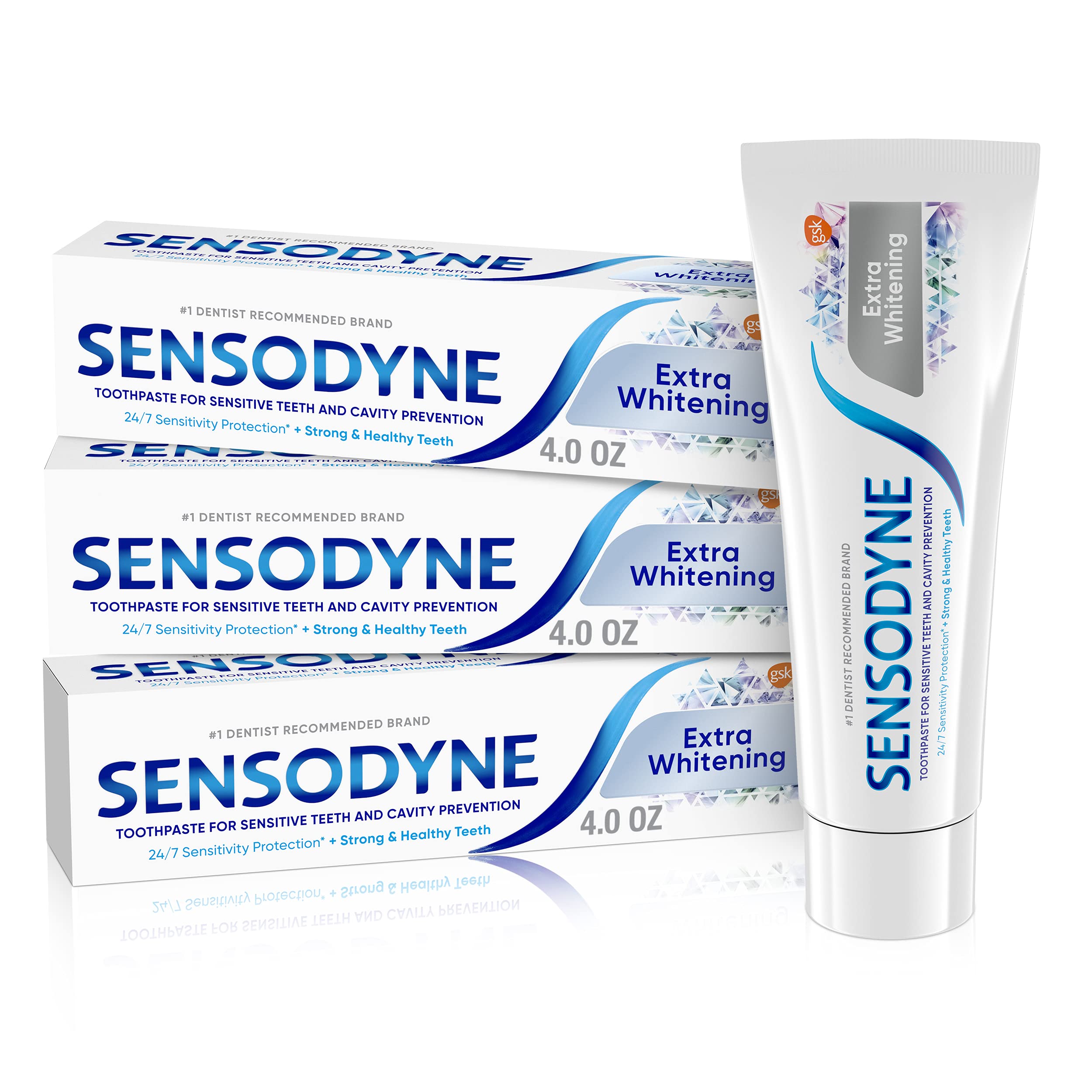 Sensodyne Extra Whitening Sensitive Teeth Whitening Toothpaste - 4 Ounces (Pack of 3)