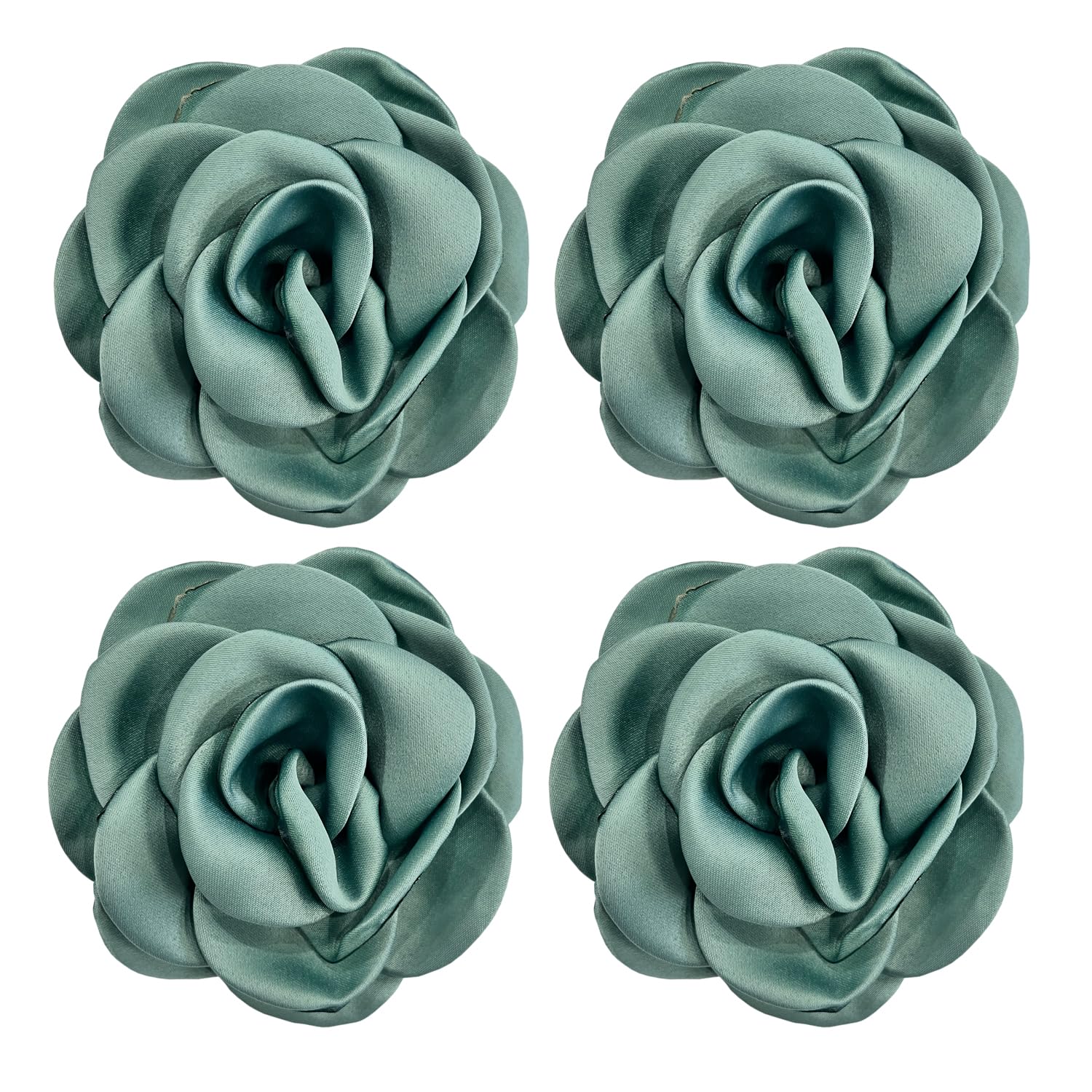 Women's Brooches 4pcs Rose Flower Hair Clip Mexican Hair Flowers Clips Hairpin Brooch Tea Party Hats Headpieces (aqua blue)