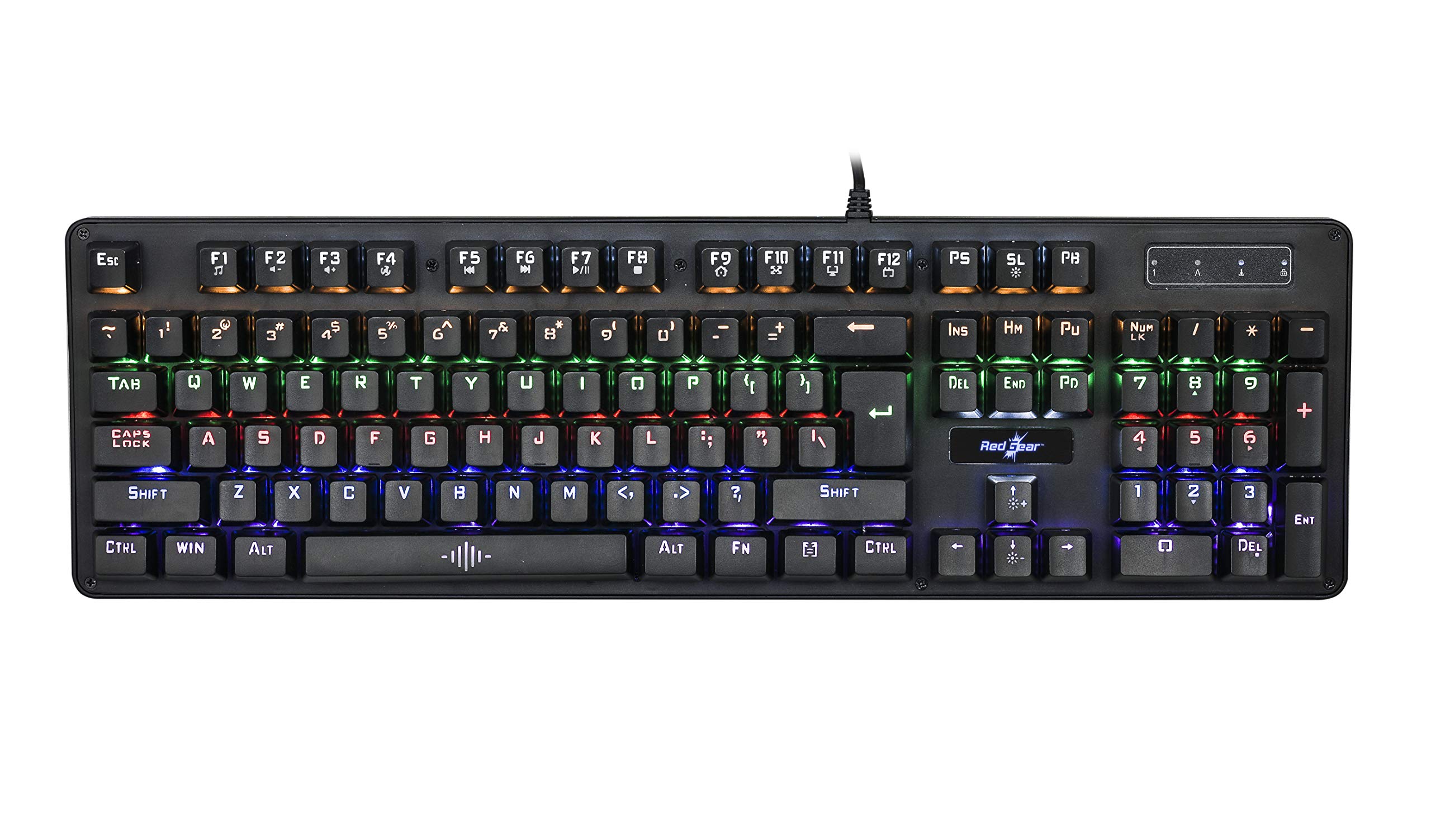 Redgear Shadow Amulet Mechanical Keyboard with Clicky Blue Switch, Rainbow Led Modes, Windows Keylock and Floating Keycaps, Wired