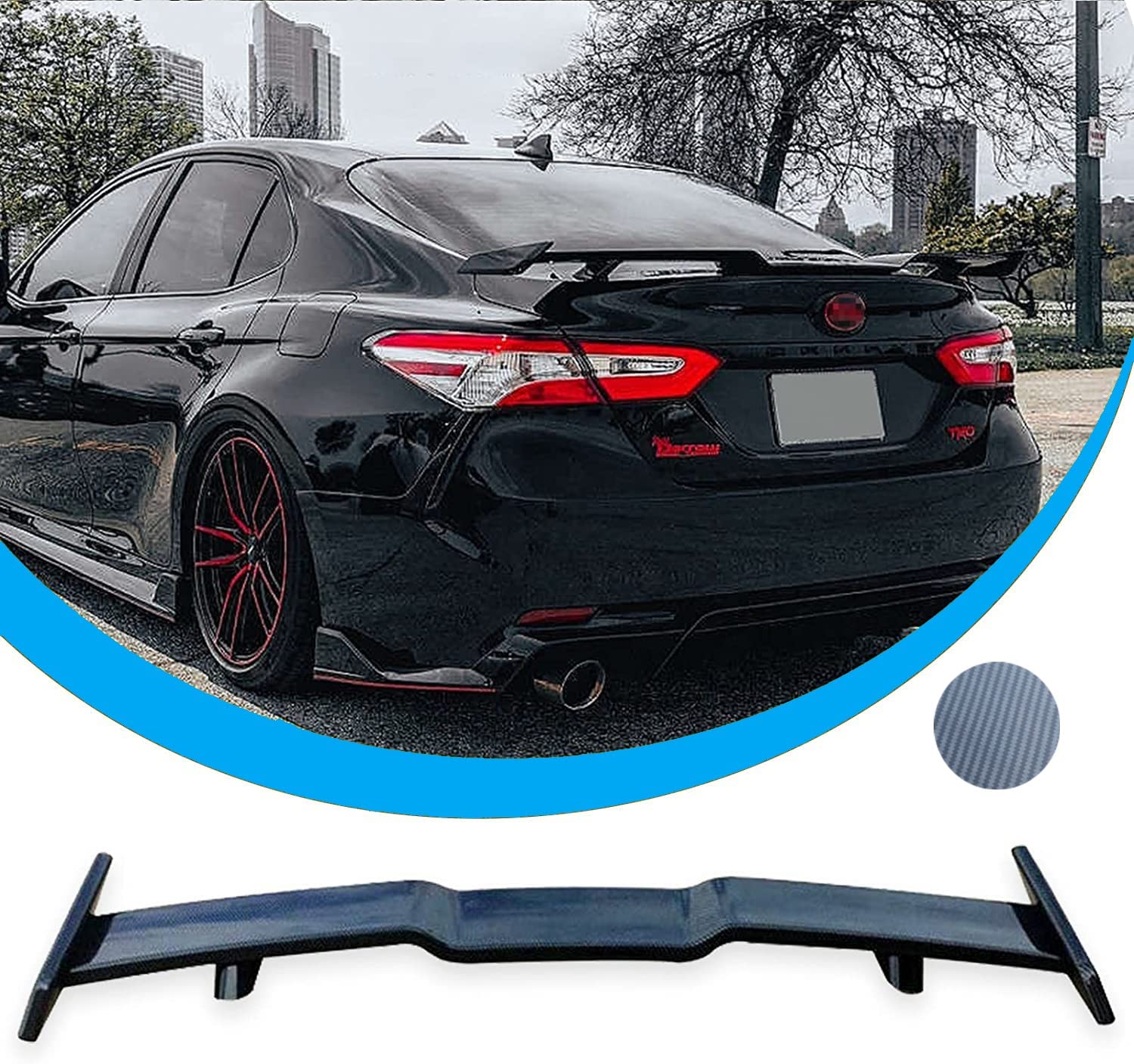 Camry Rear Spoiler Wing Compatible with 2018+ 8th Gen Camry | 10th Gen Accord, XLE XSE SE LE Hybrid Sporty TRD Style Rear Lip Wing Spoiler (Carbon Fiber)