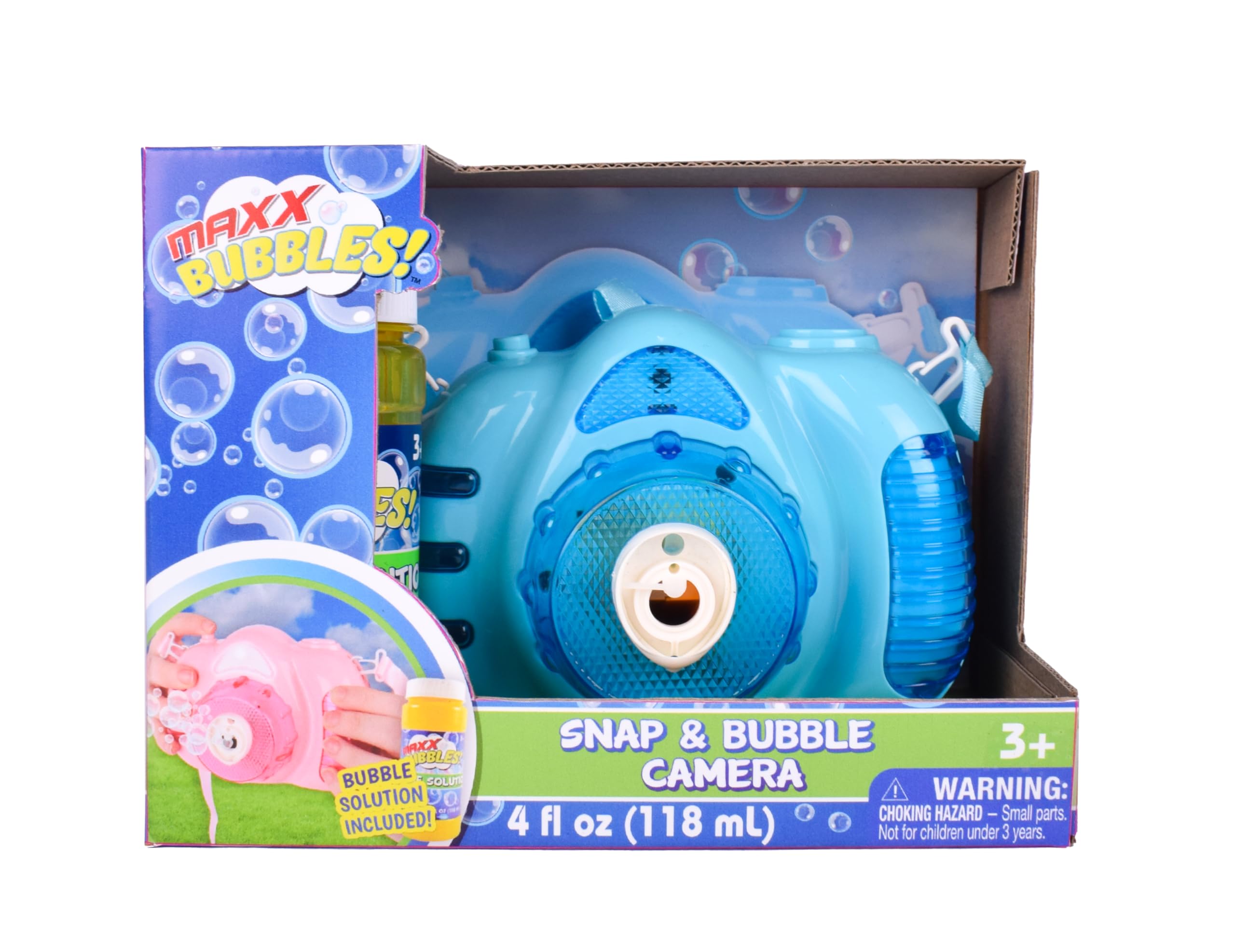 Maxx Bubbles Lights and Sounds Bubble Camera – Includes 4oz Bubble Solution | Outdoor Bubble Machine for Kids | Easy to Use | Sunny Days Entertainment