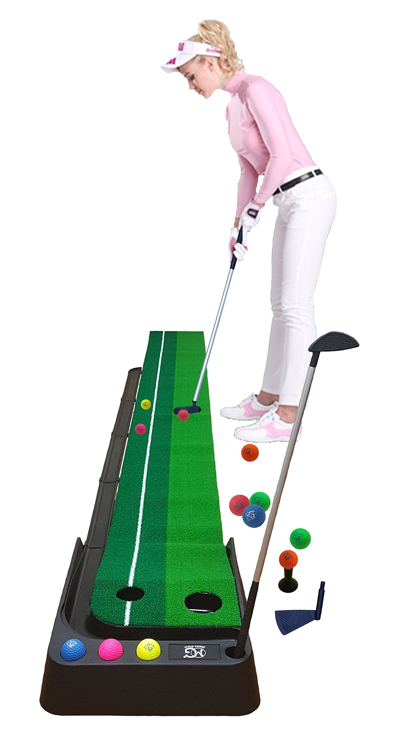 Macro Giant Golf Putting Mat Set, 3M Mat, Automatic Ball Return Feature, 2 Different Size Holes