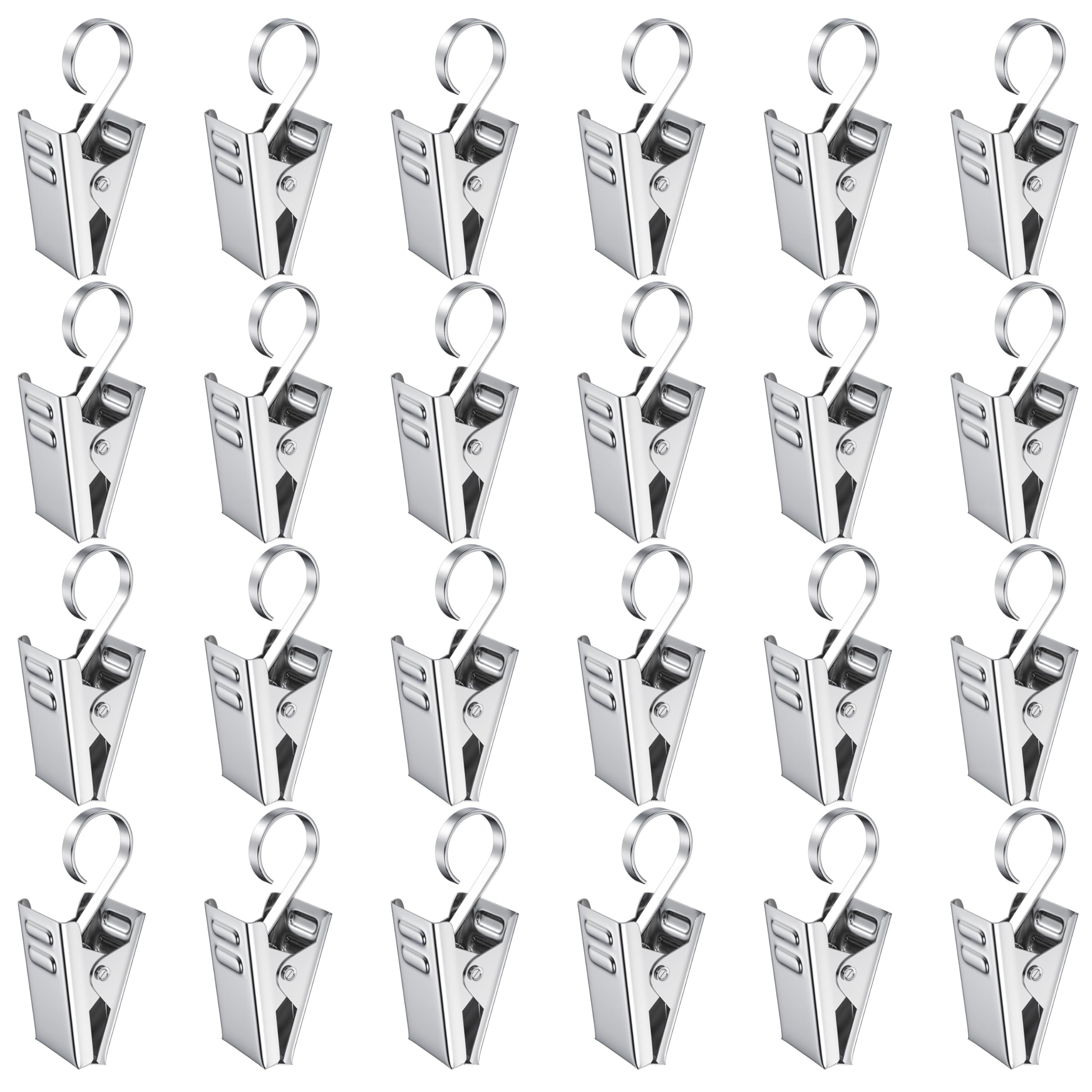 LIHAO24pcs Curtain Clips, Stainless Steel Curtain Hooks, Hanging Clips with Hooks for Curtain String Lights Photos Party Decor