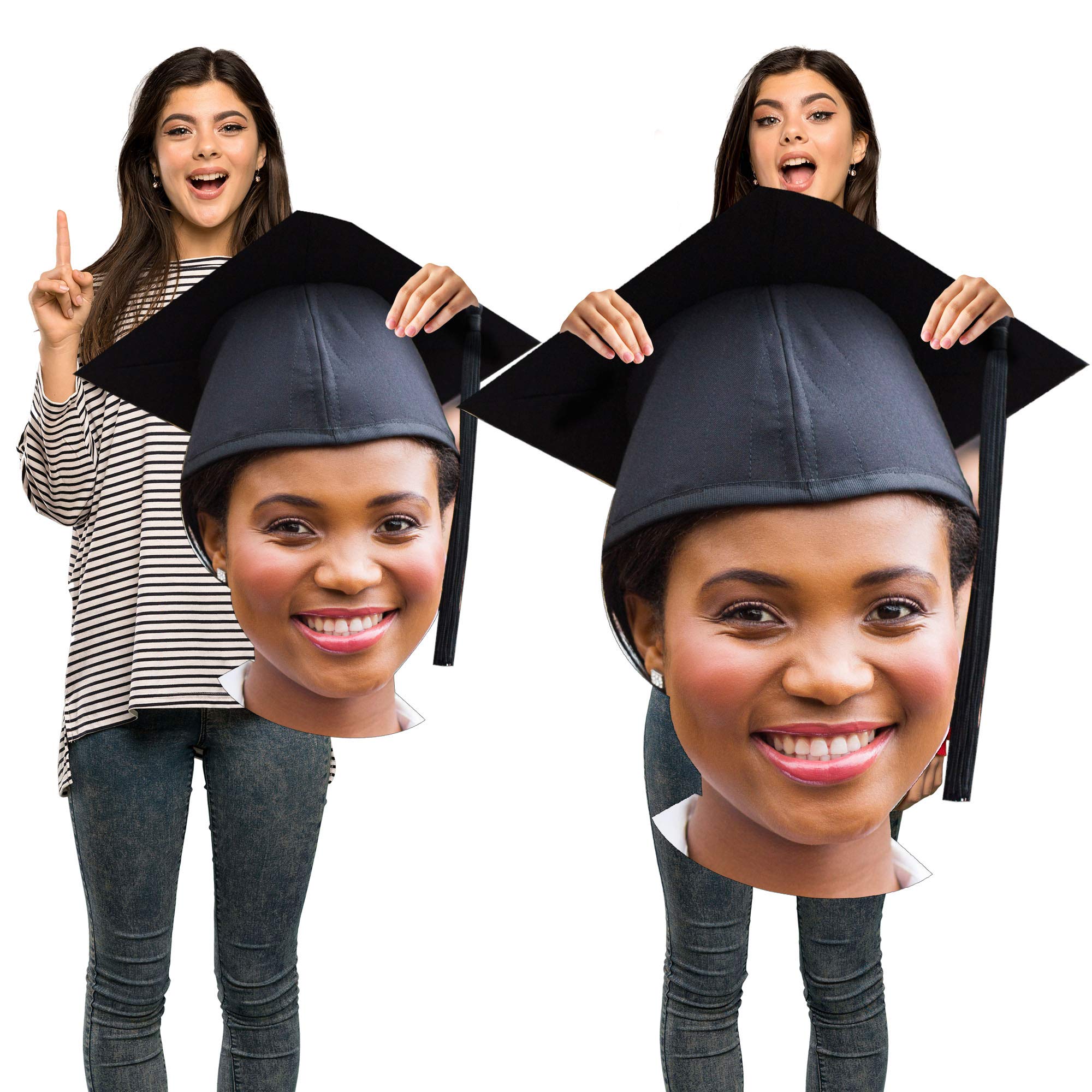 Party City Custom Graduation Big Head Cardboard Cutout, Upload Your Own, Personalized Party Supplies, Decorations, 24” H