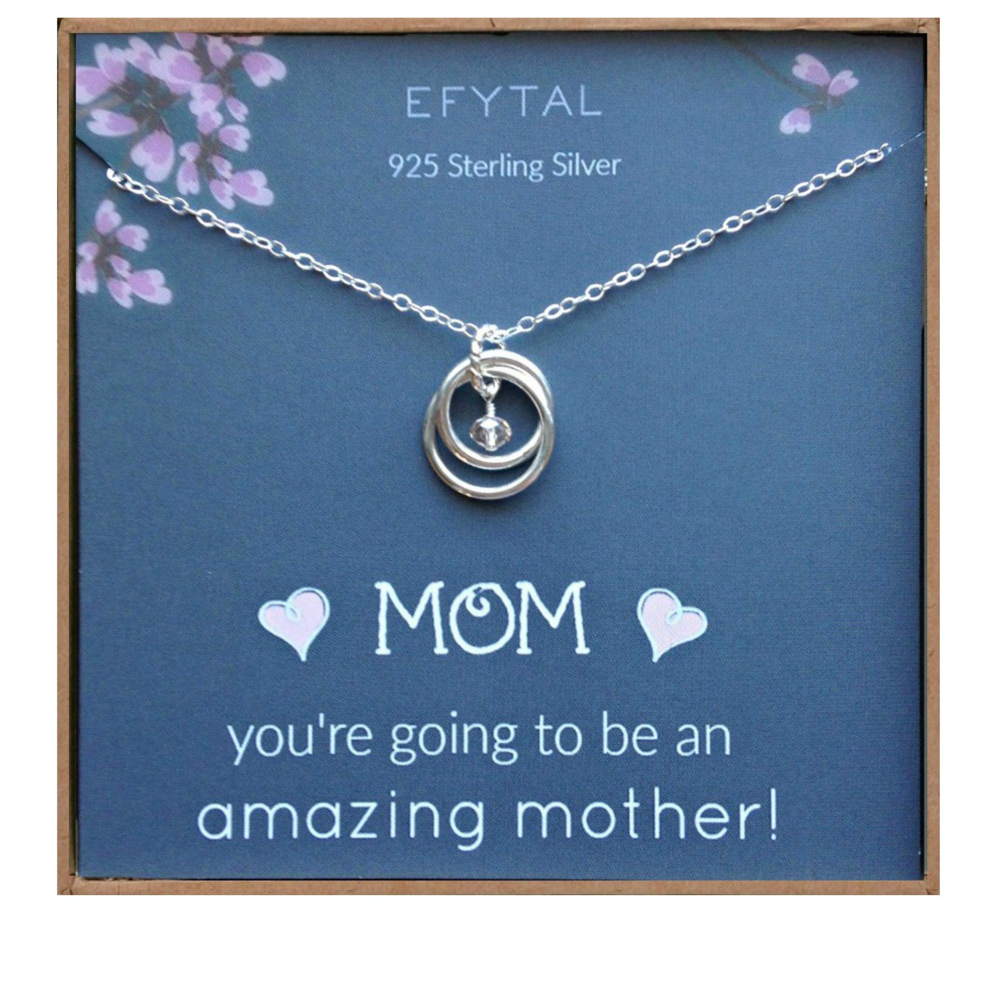 EFYTAL Baby Shower Gifts, Sterling Silver Pregnancy Necklace, New Mom Gifts for Women, Best Gifts for Expecting Mom, Pregnancy Gifts for First Time Moms