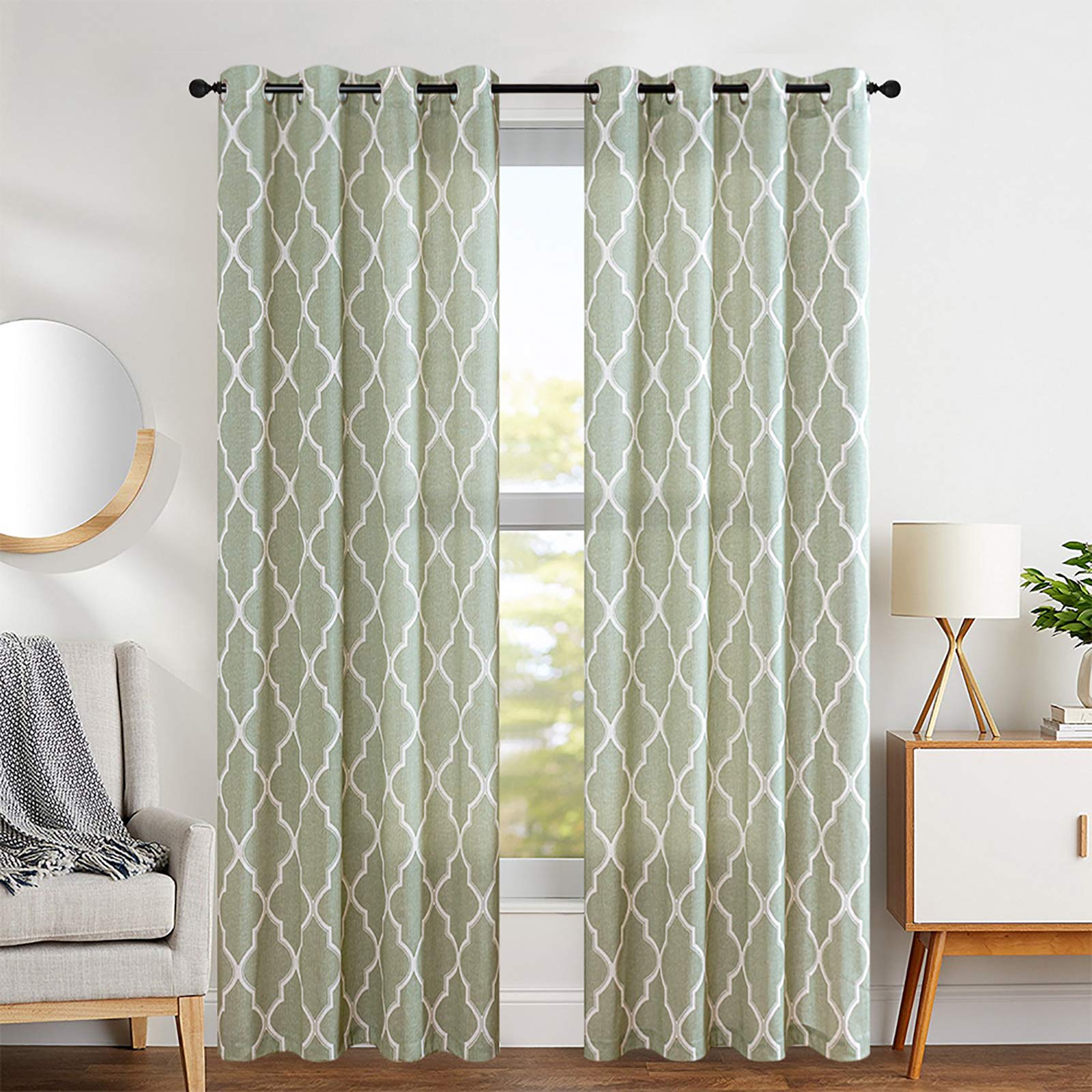 Sage green bedroom curtains