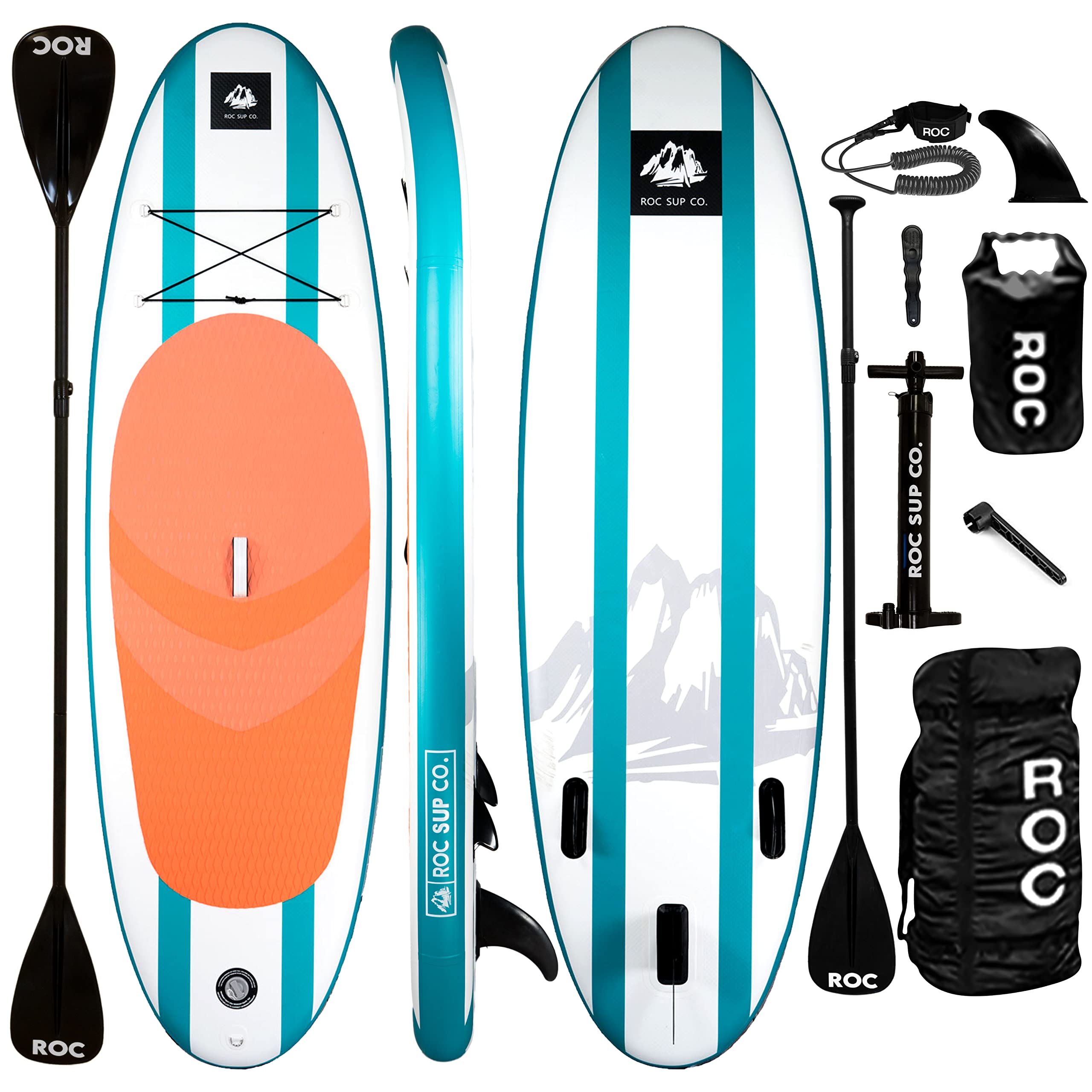 Roc Inflatable Stand Up Paddle Boards with Premium SUP Paddle Board Accessories, Wide Stable Design, Non-Slip Comfort Deck for Youth & Adults